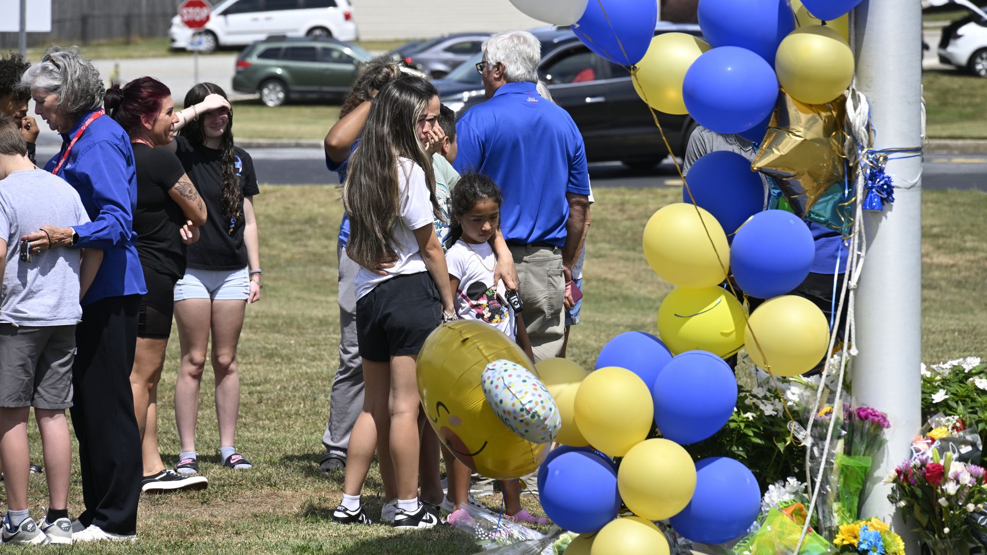 People gather to pay their respect the day after the mass shooting at Apalachee high school in Winder GA, United States on September 05
