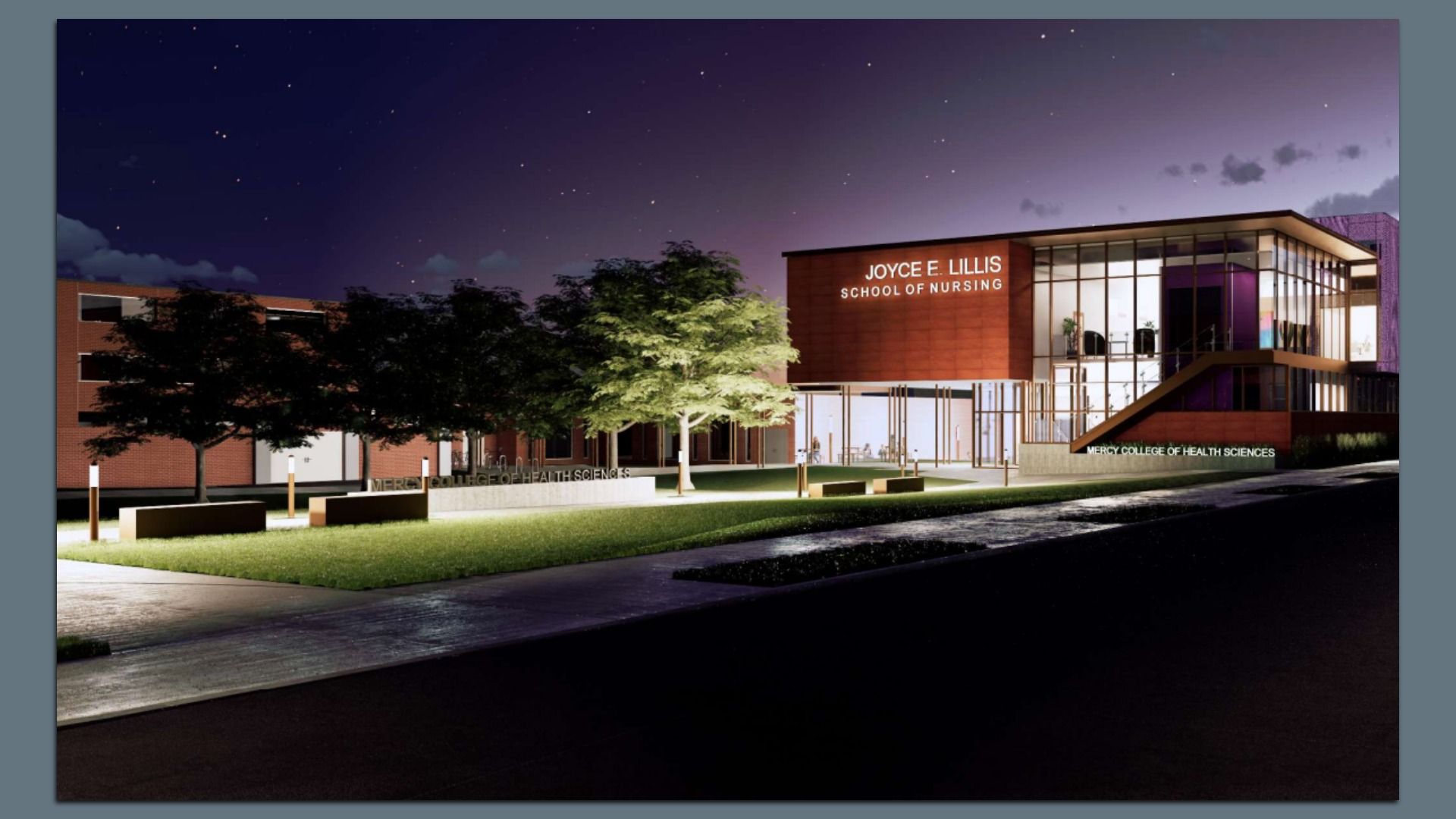 An illustration of Mercy College's proposed building.