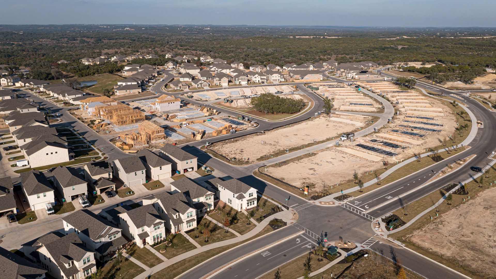 A subdivision under construction in the Texas Hill Country.