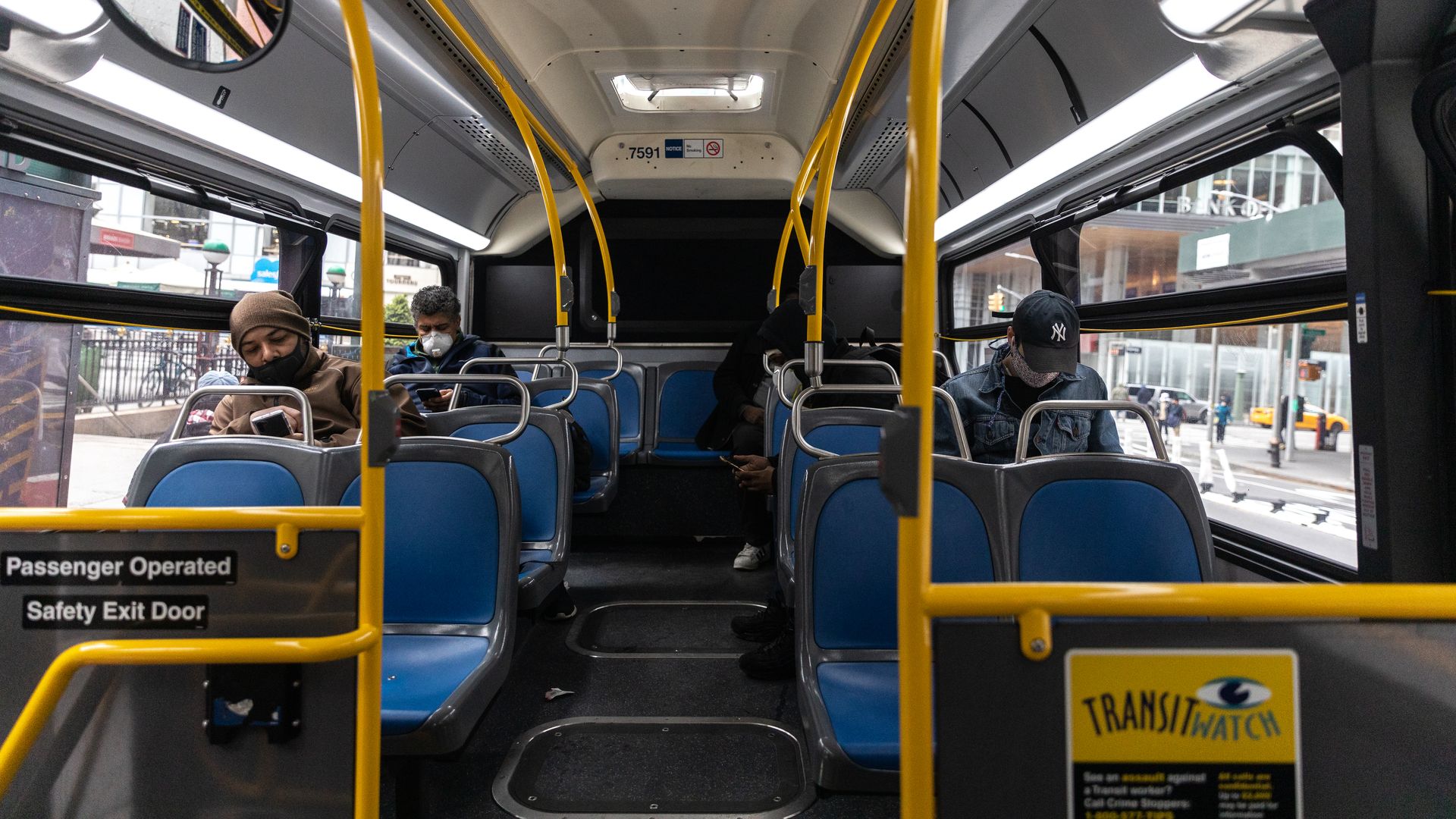 Image of scant ridership on NYC bus