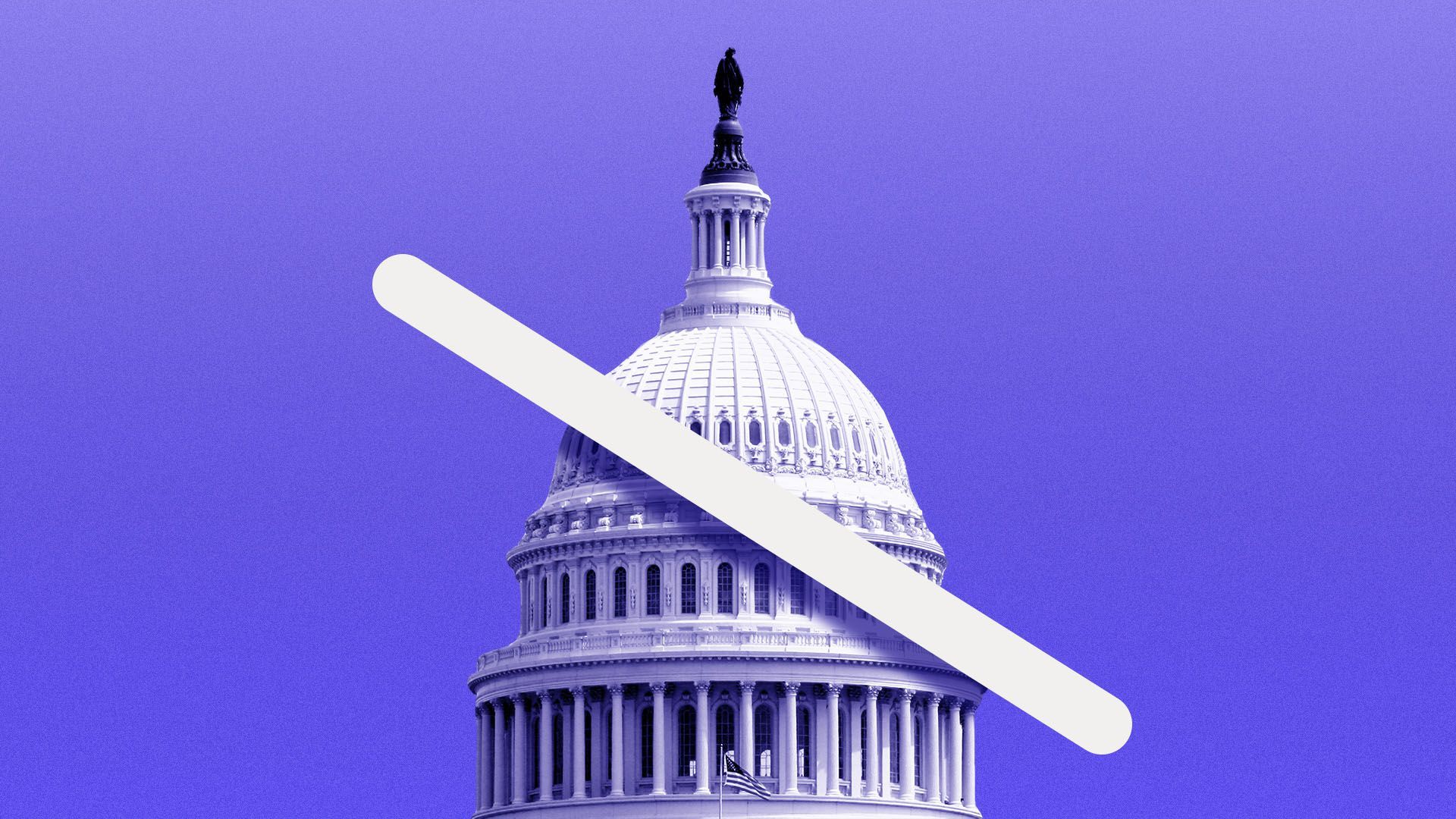 Illustration of the U.S. Capitol Building with a wifi disconnected line through it