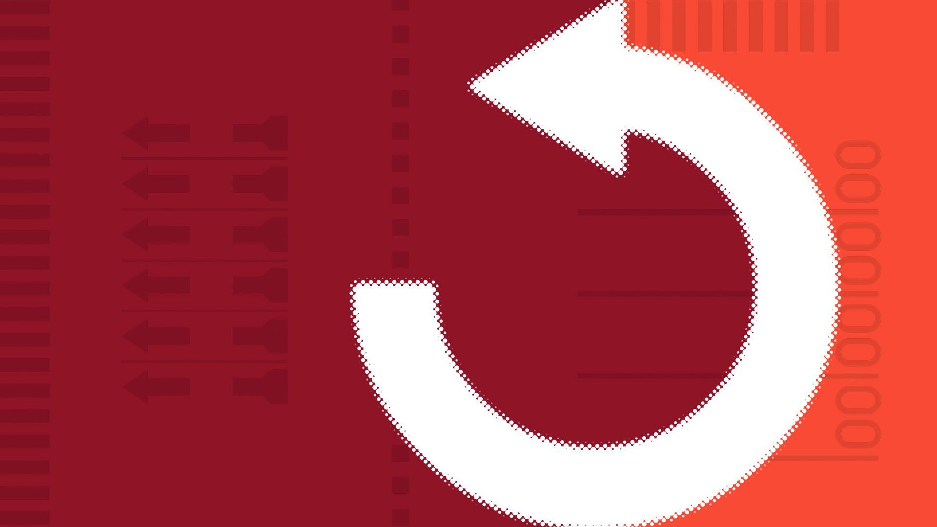 Illustration of an undo symbol over a red background with ballot elements. 