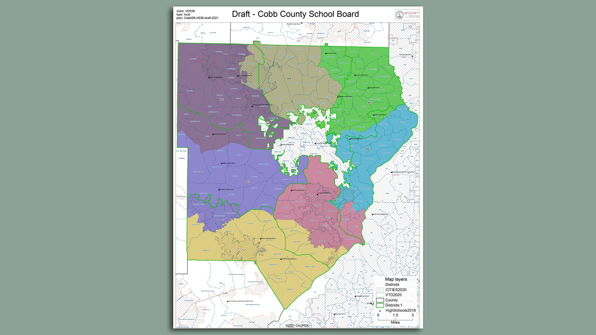State Rep. Erick Allen's proposed district maps for the Cobb County Board of Education