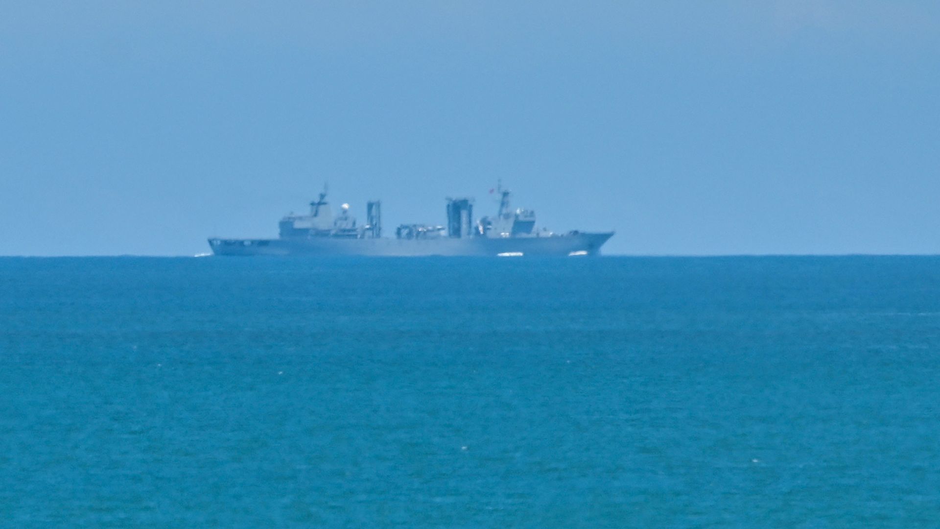 A Chinese military vessel sails off Pingtan island, one of mainland China's closest point from Taiwan.