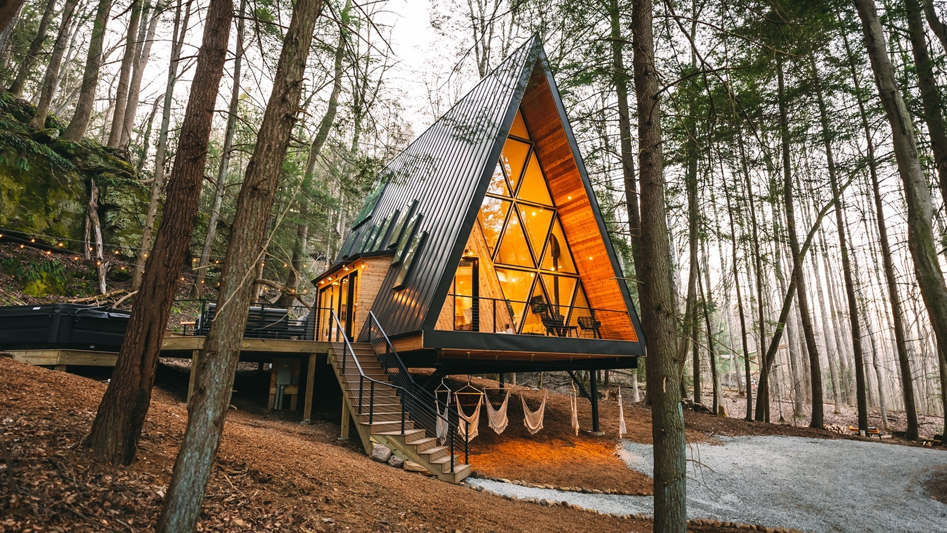 A cabin AirBnB located in the forest.