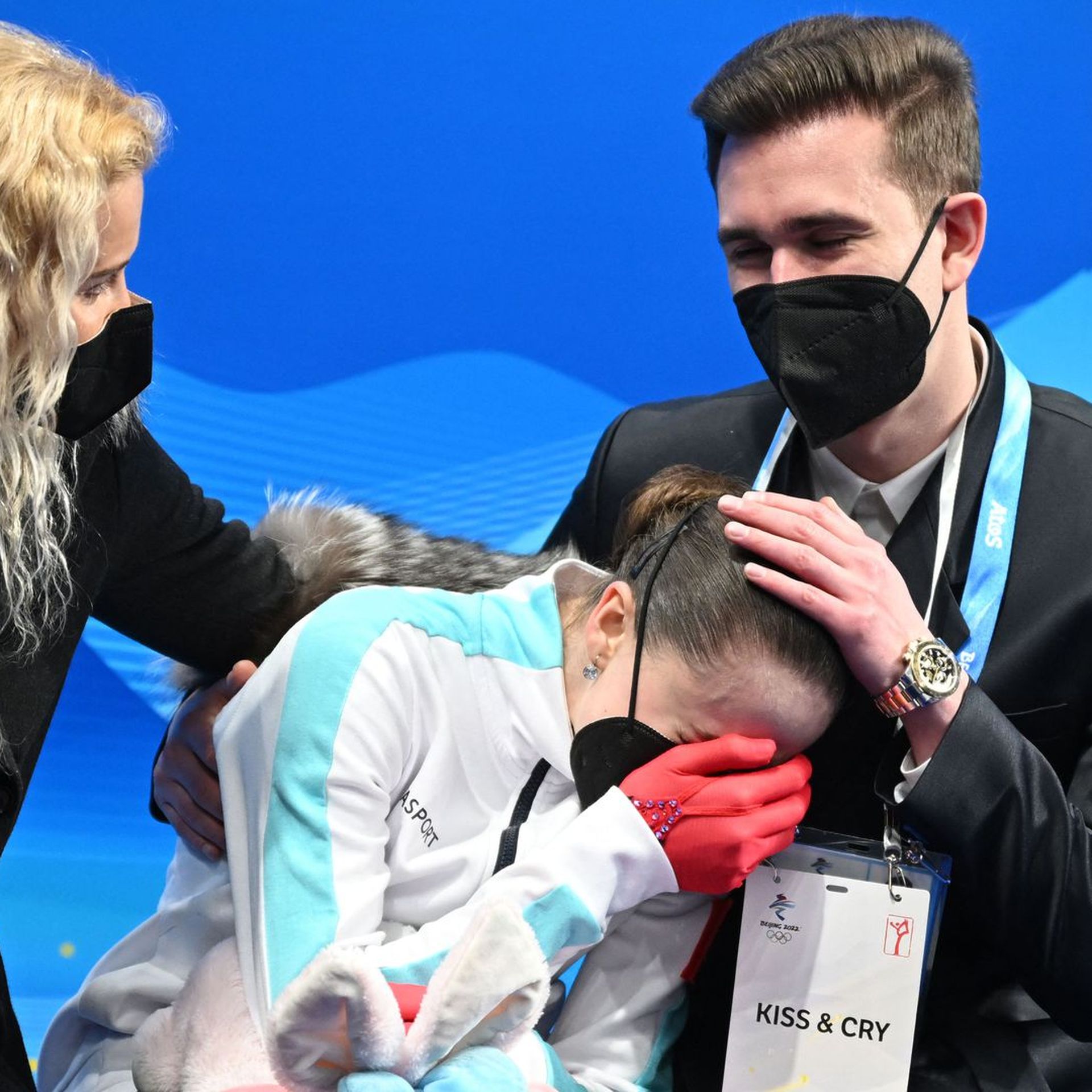 Kamila Valieva cries after completing her disastrous long program.