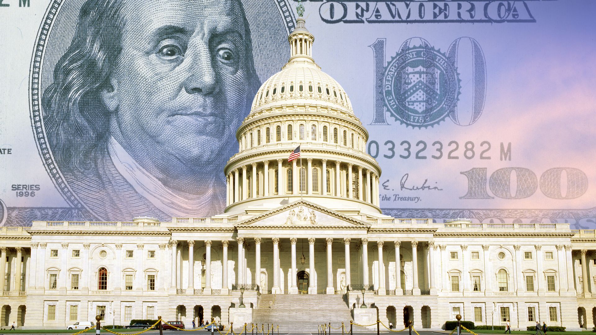  US Capitol with One hundred dollar bill