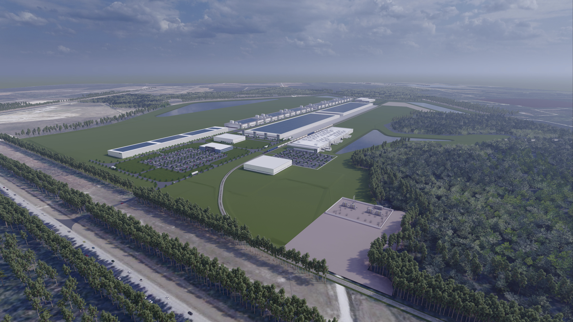 A rendering of Redwood Materials' new South Carolina campus.