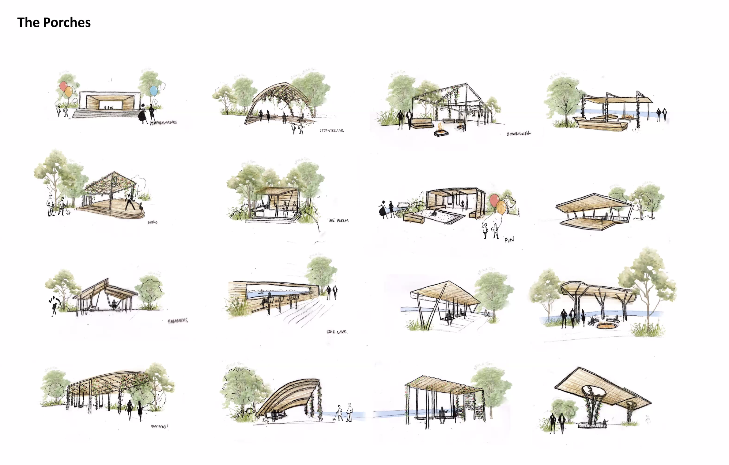 Renderings of covered areas in rows and colums