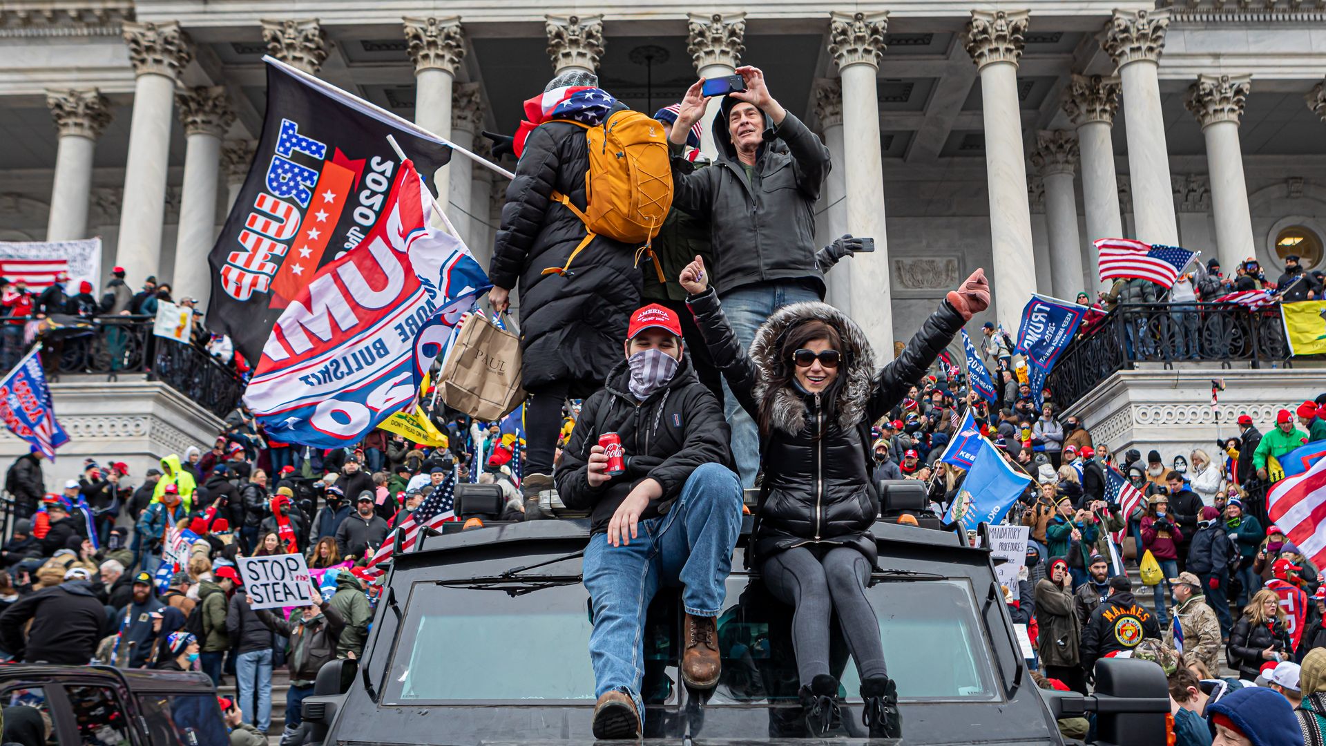Protestors are seen outside the U.S. Capitol amid the Jan. 6 insurrection.