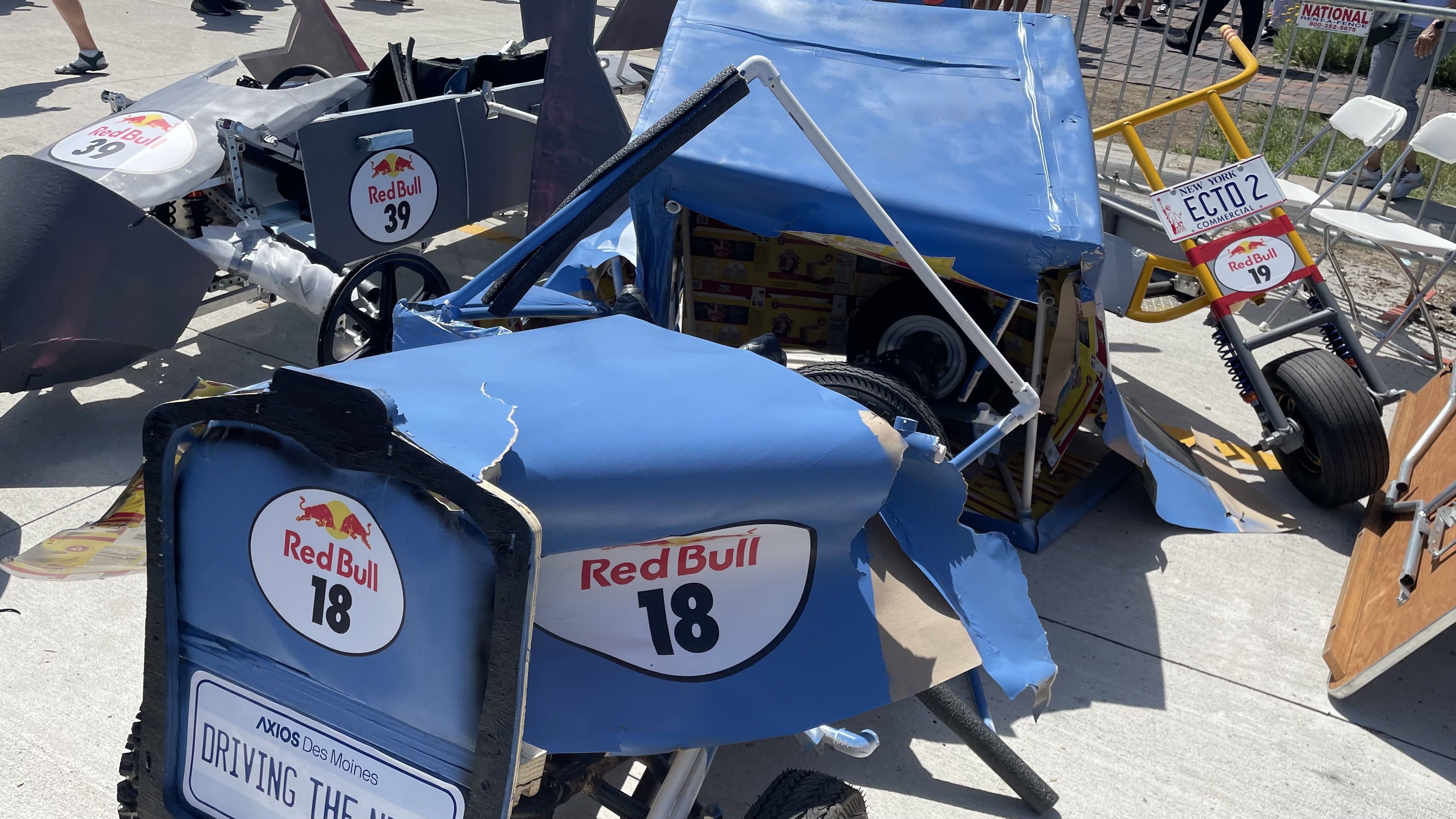 A broken soapbox car