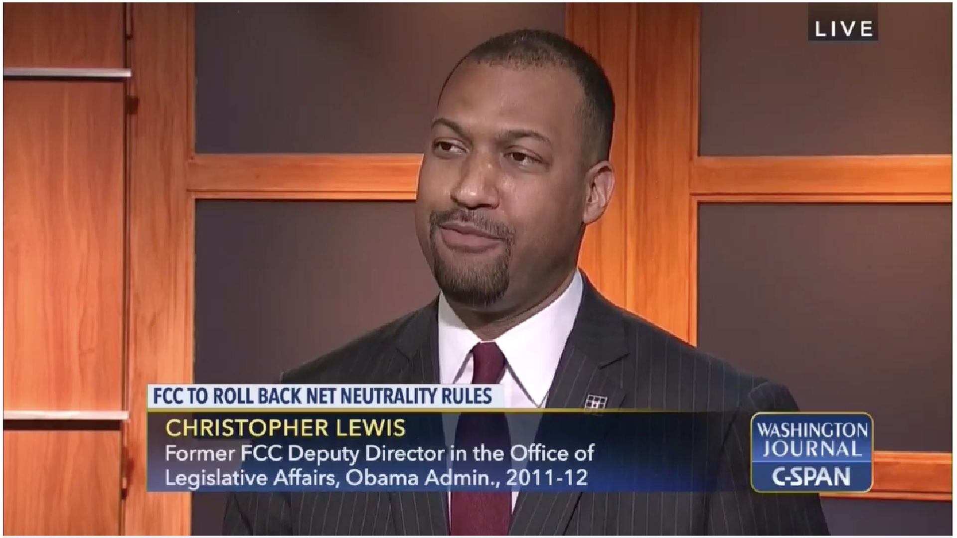 screen shot of Chris Lewis on C-Span