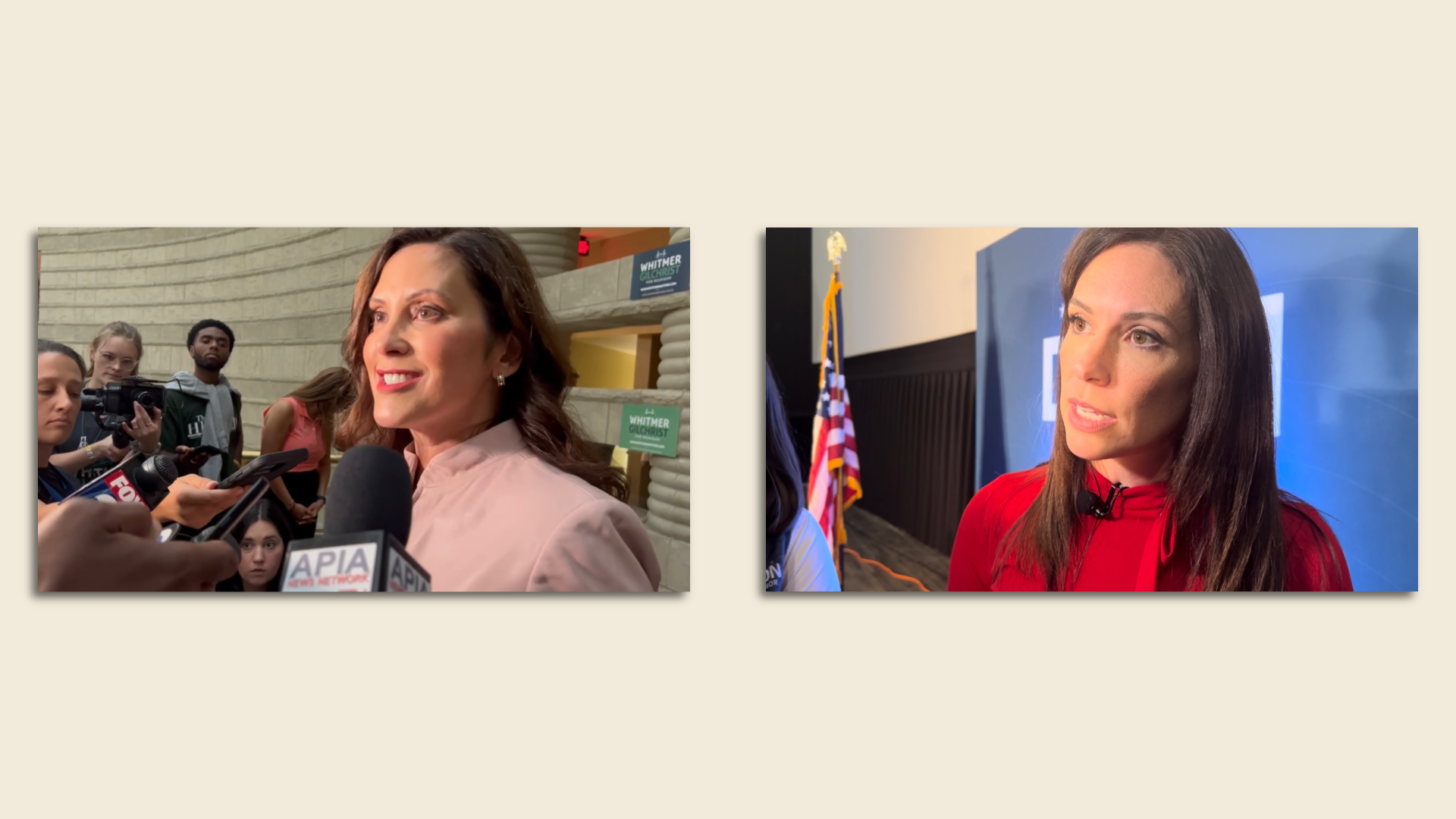 Gov. Gretchen Whitmer and Tudor Dixon