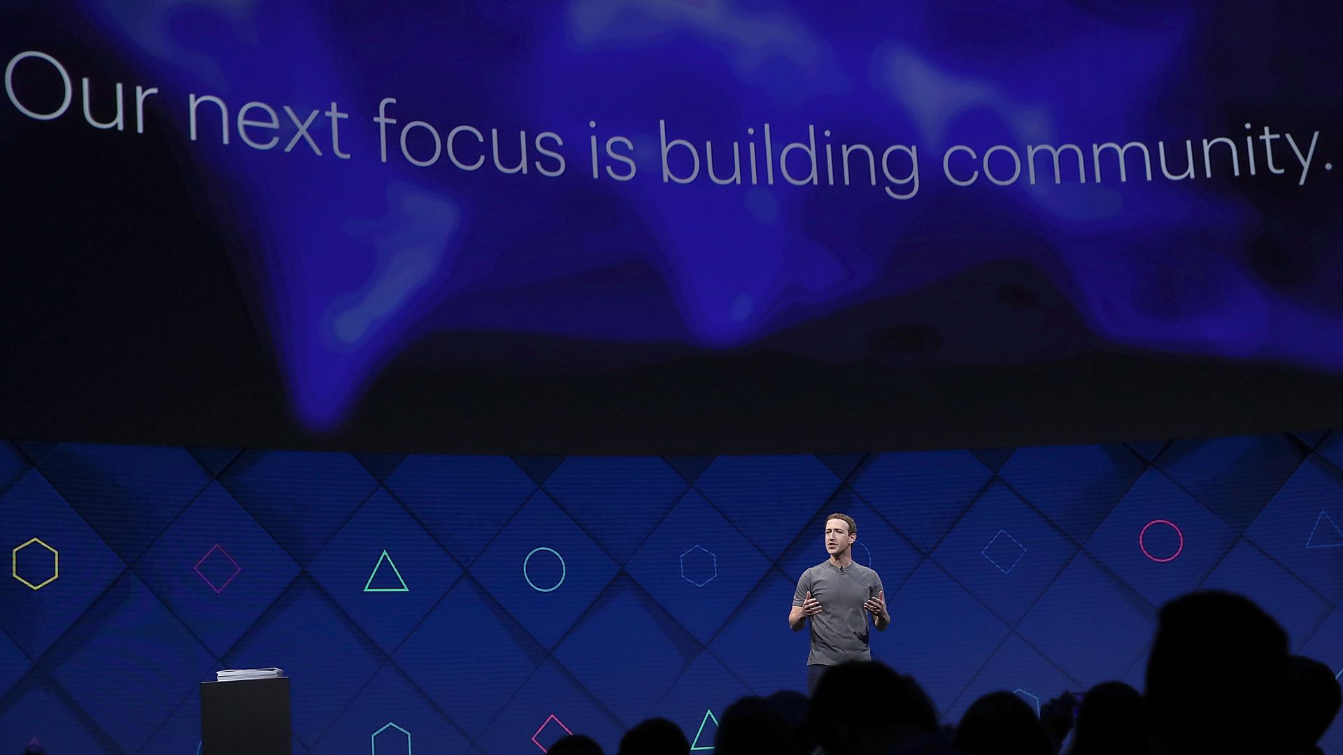 Mark Zuckerberg onstage at Facebook's conference