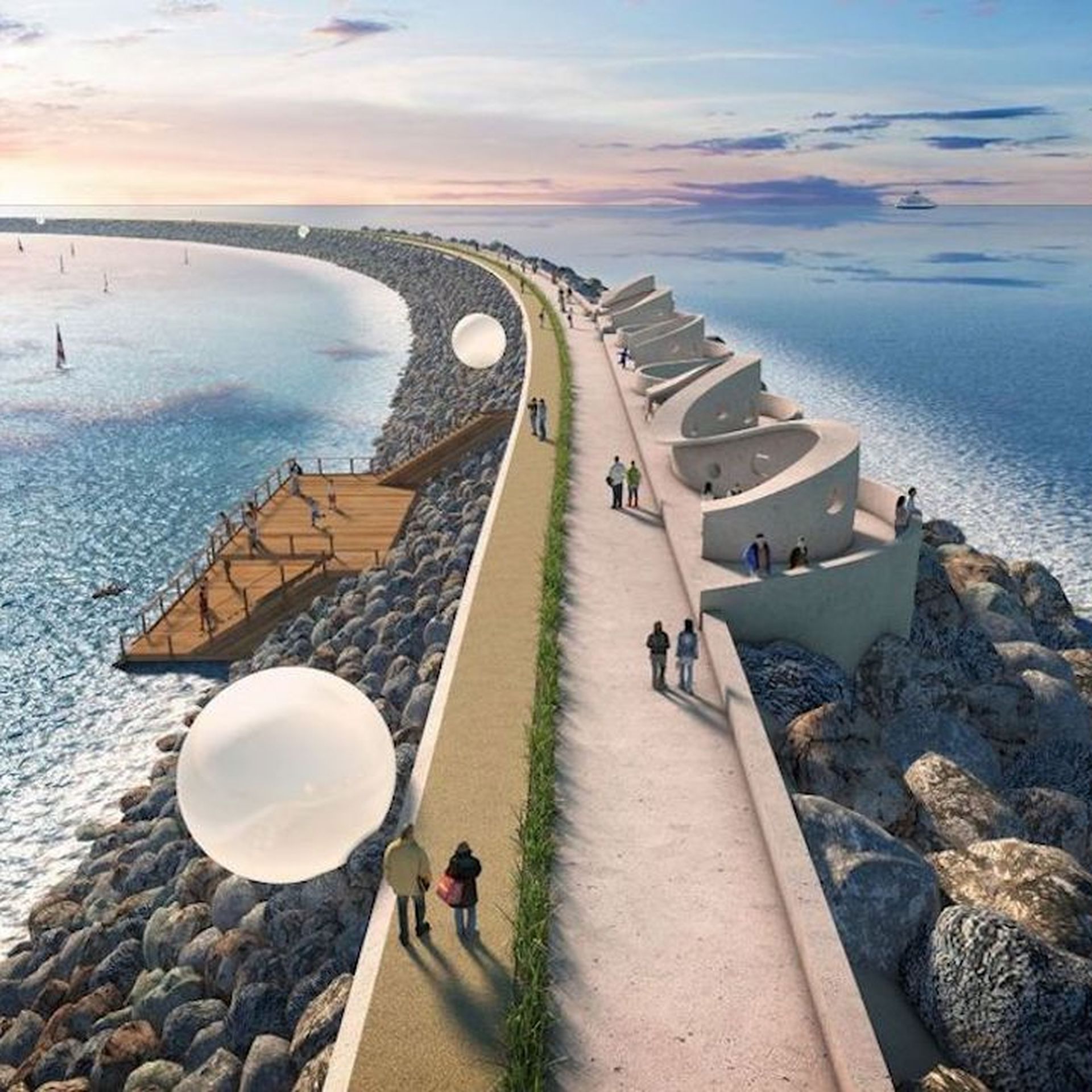 A rendering of the Swansea Tidal Lagoon project. Image: Tidal Lagoon Power via PA Wire