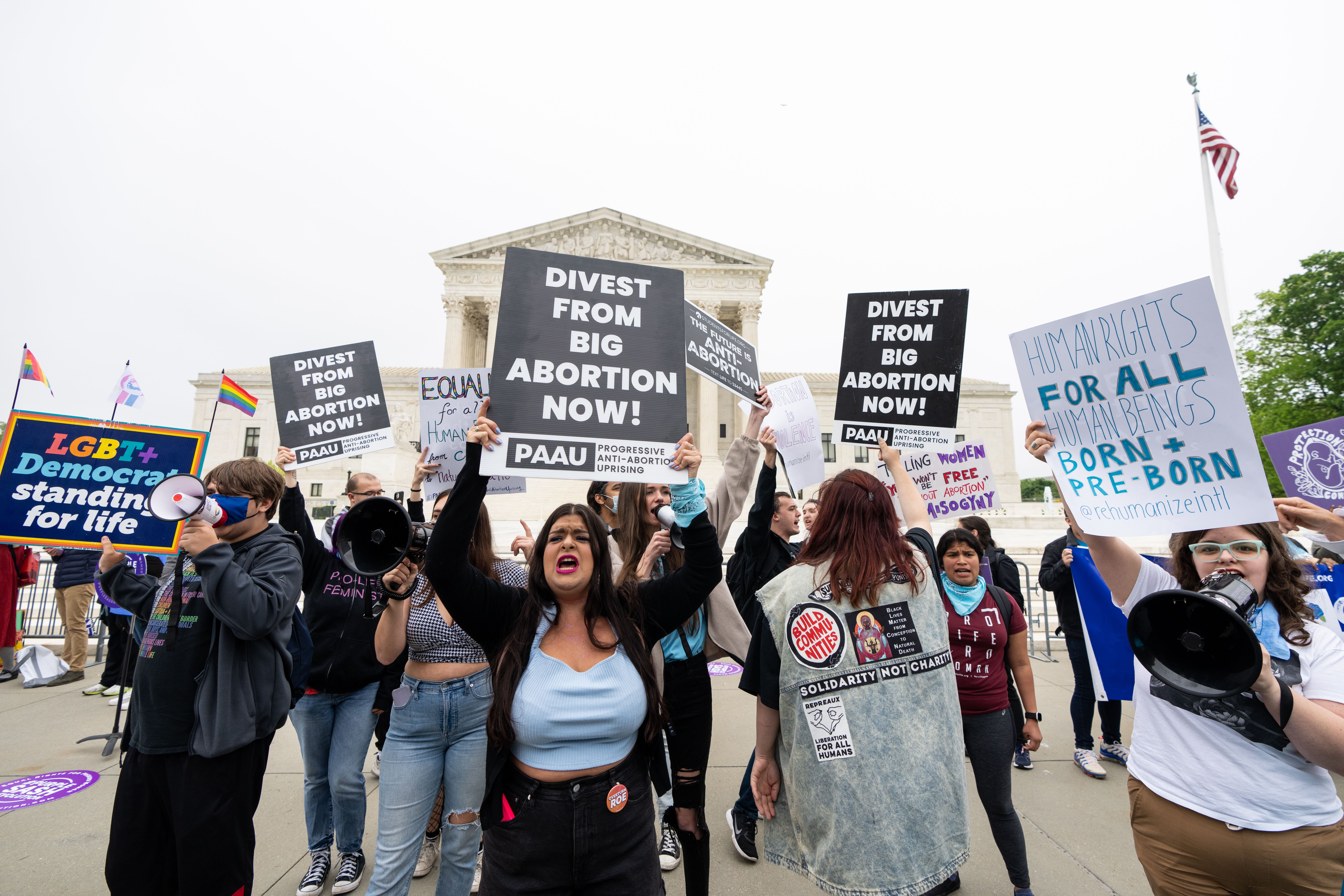 Pro-life activists rally in front of the U.S. Supreme Court on Tuesday, May 3.