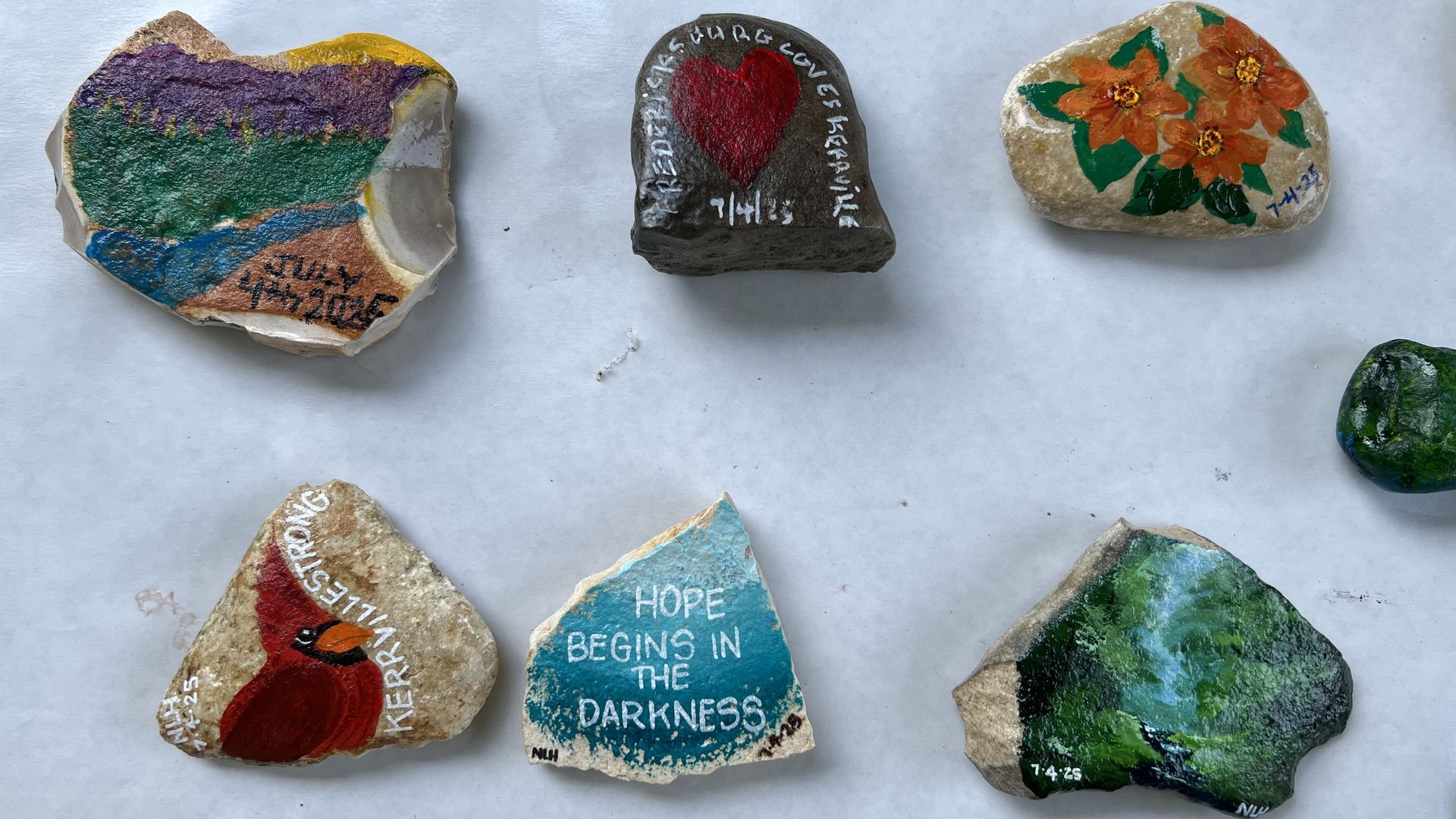 A photo of rocks in a row 