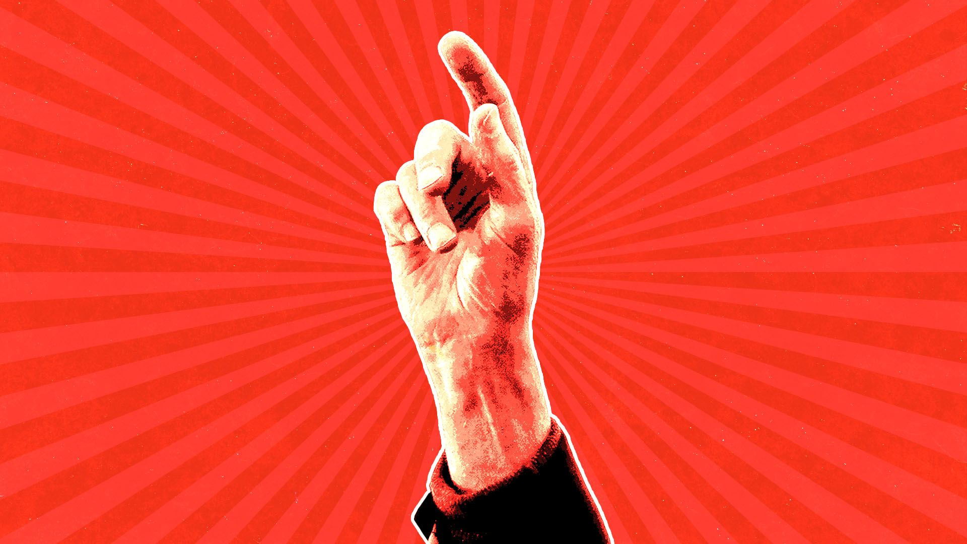 Illustration of Bernie making a familiar hand gesture of his in the style of a socialist-style closed fist poster
