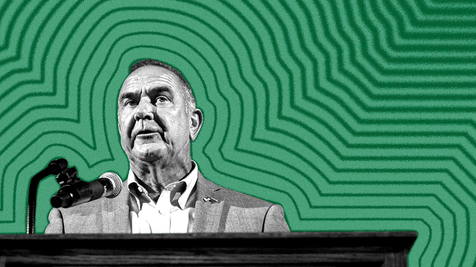 Photo illustration of Mike Kehoe with lines radiating from him.