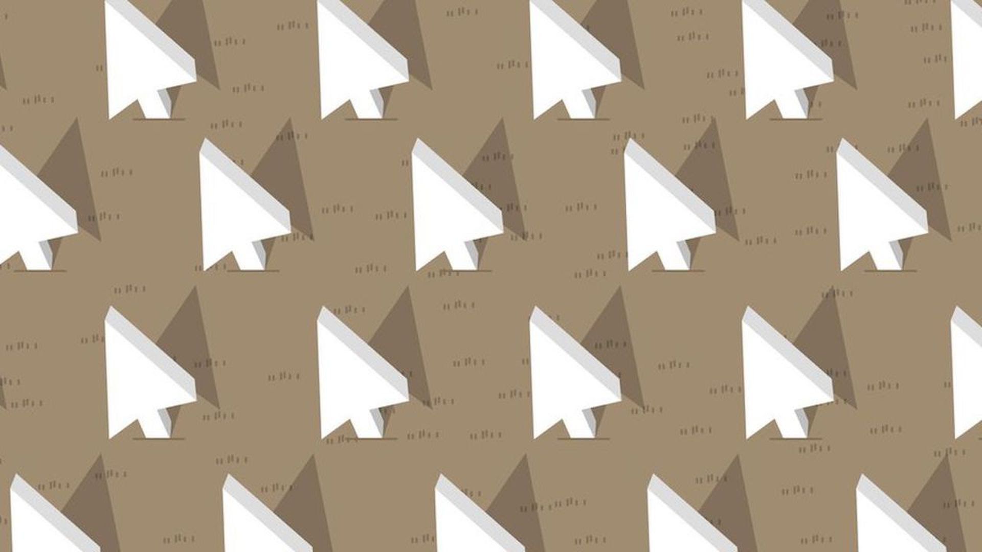 An illustration of mouse click icons as tombstones.