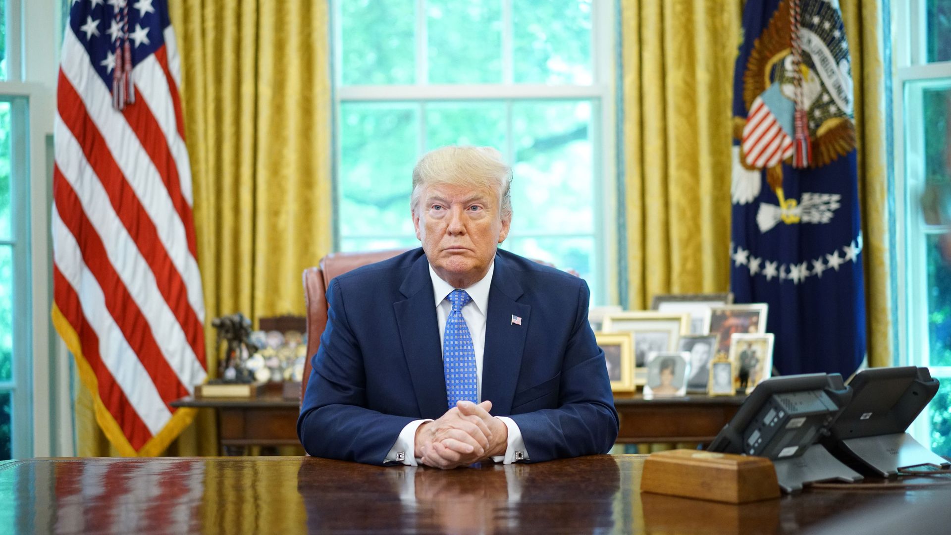 President Donald Trump speaks during a meeting with advisors about fentanyl in the Oval Office of the White House in Washington, DC.