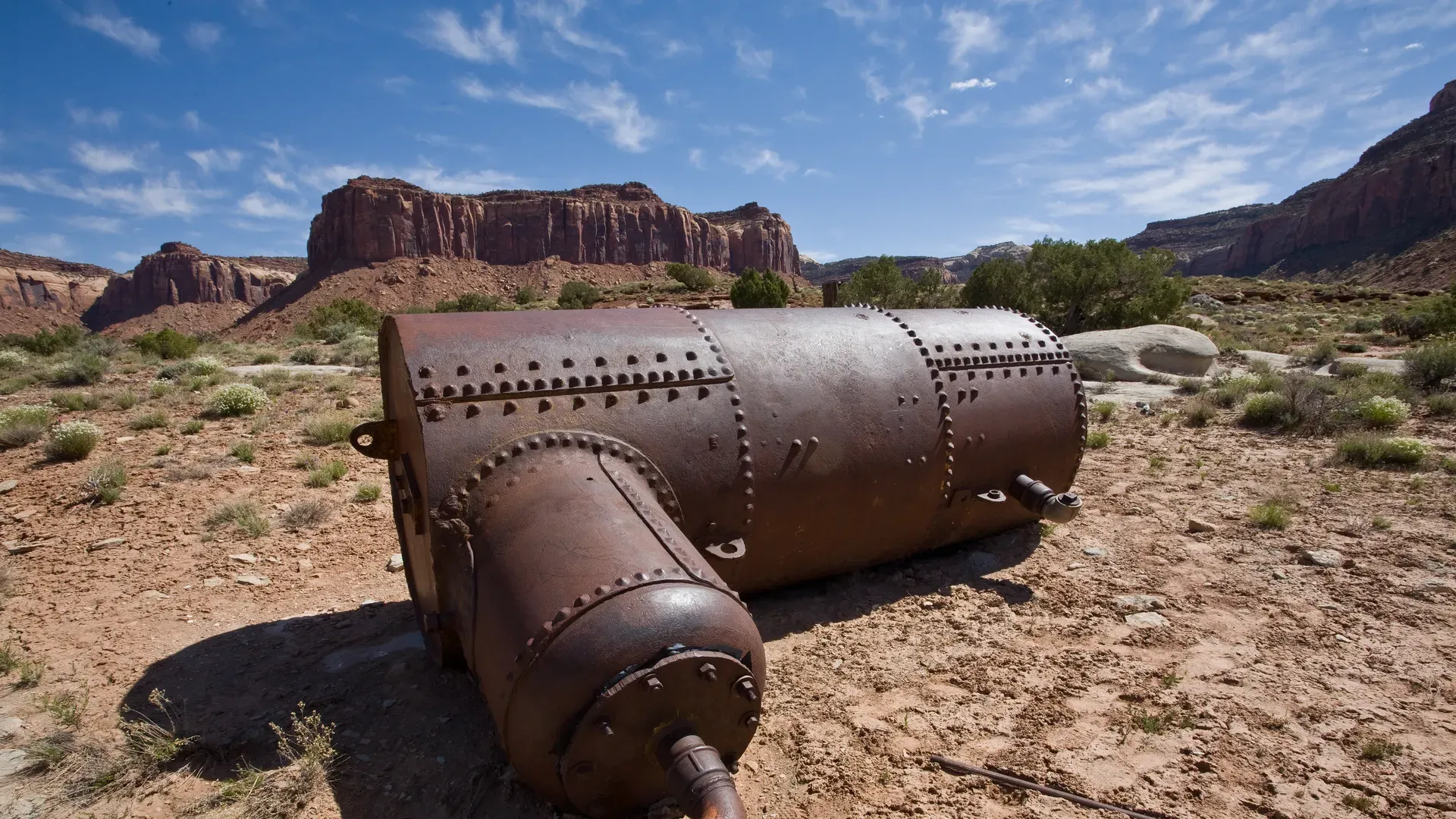 Photo of a steam boiler at the site of an old uranium mine in southeastern Utah