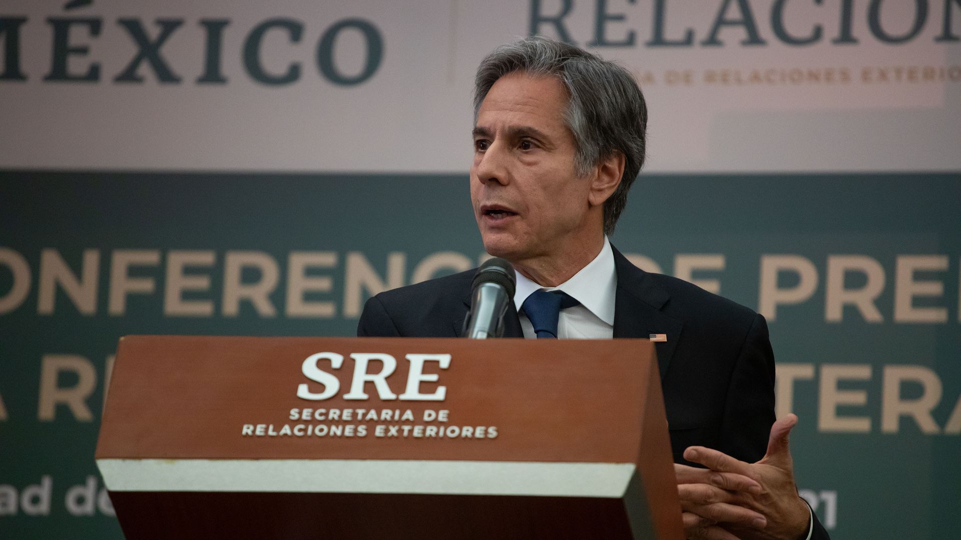 U.S. secretary of state, Antony Blinken speaks during a press conference about the bilateral relation between Mexico and the United States, in Mexico City, Mexico on October 08, 2021