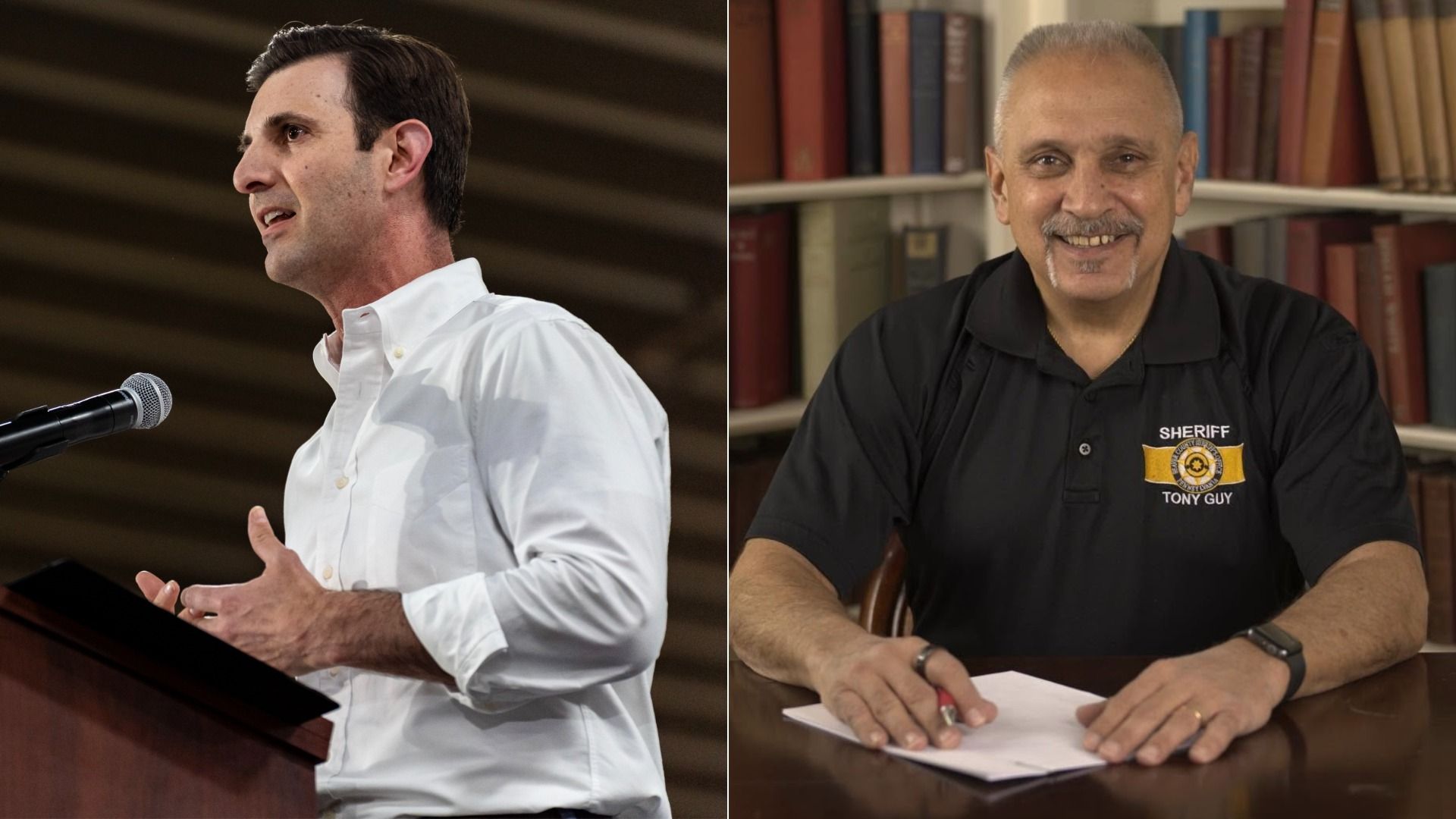 U.S. Rep Chris Deluzio (left) and Beaver County Sheriff Tony Guy (right). Photos: Nathan Morris/Getty Images and courtesy of Tony Guy.