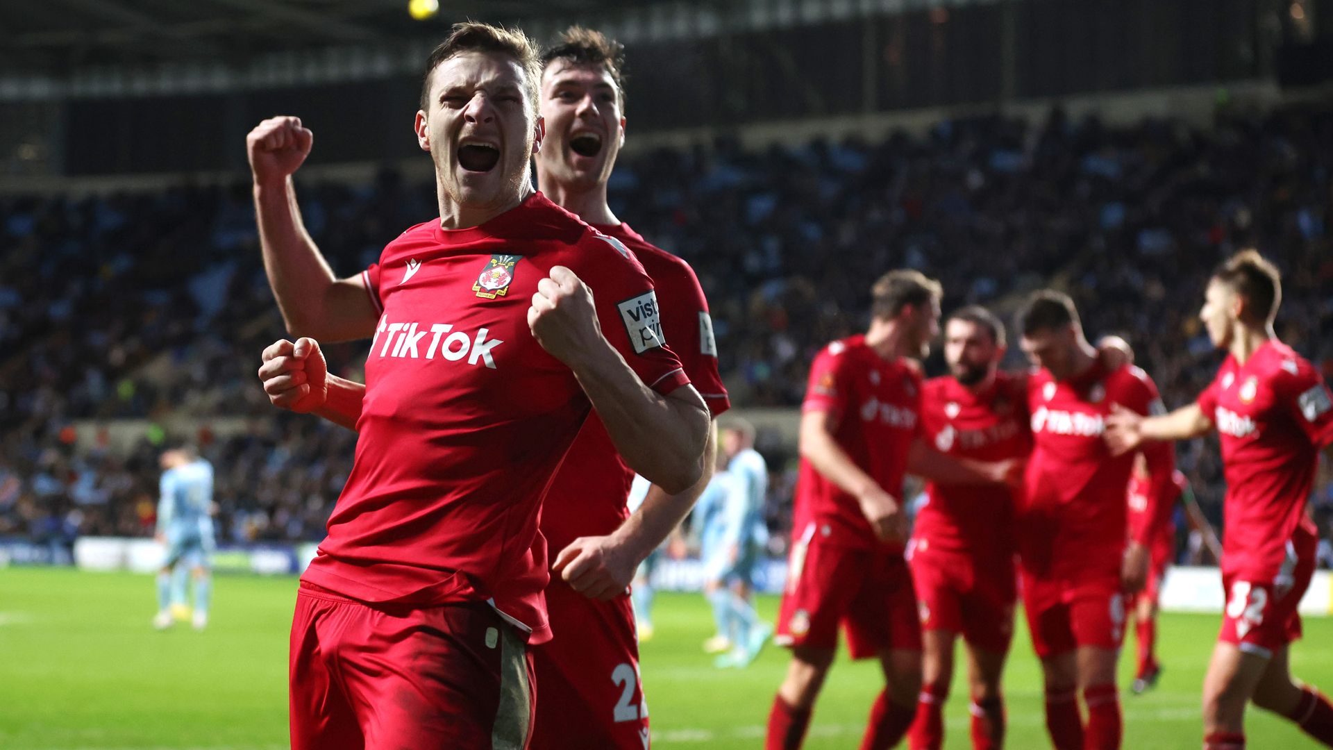 Wrexham players celebrating