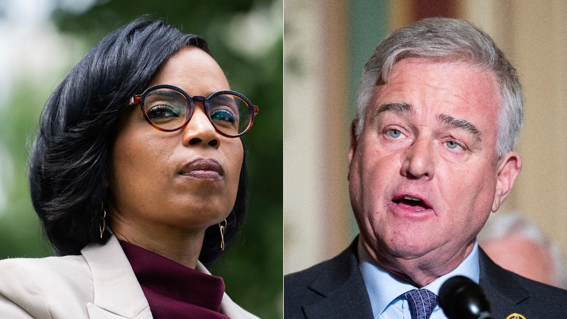 Angela Alsobrooks and Rep. David Trone (D-Md.). Photos: Tom Williams, Bill Clark/CQ-Roll Call, Inc via Getty Images