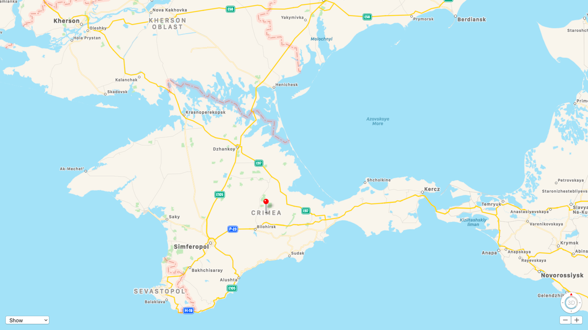 Crimea viewed on Apple maps outside of Russia