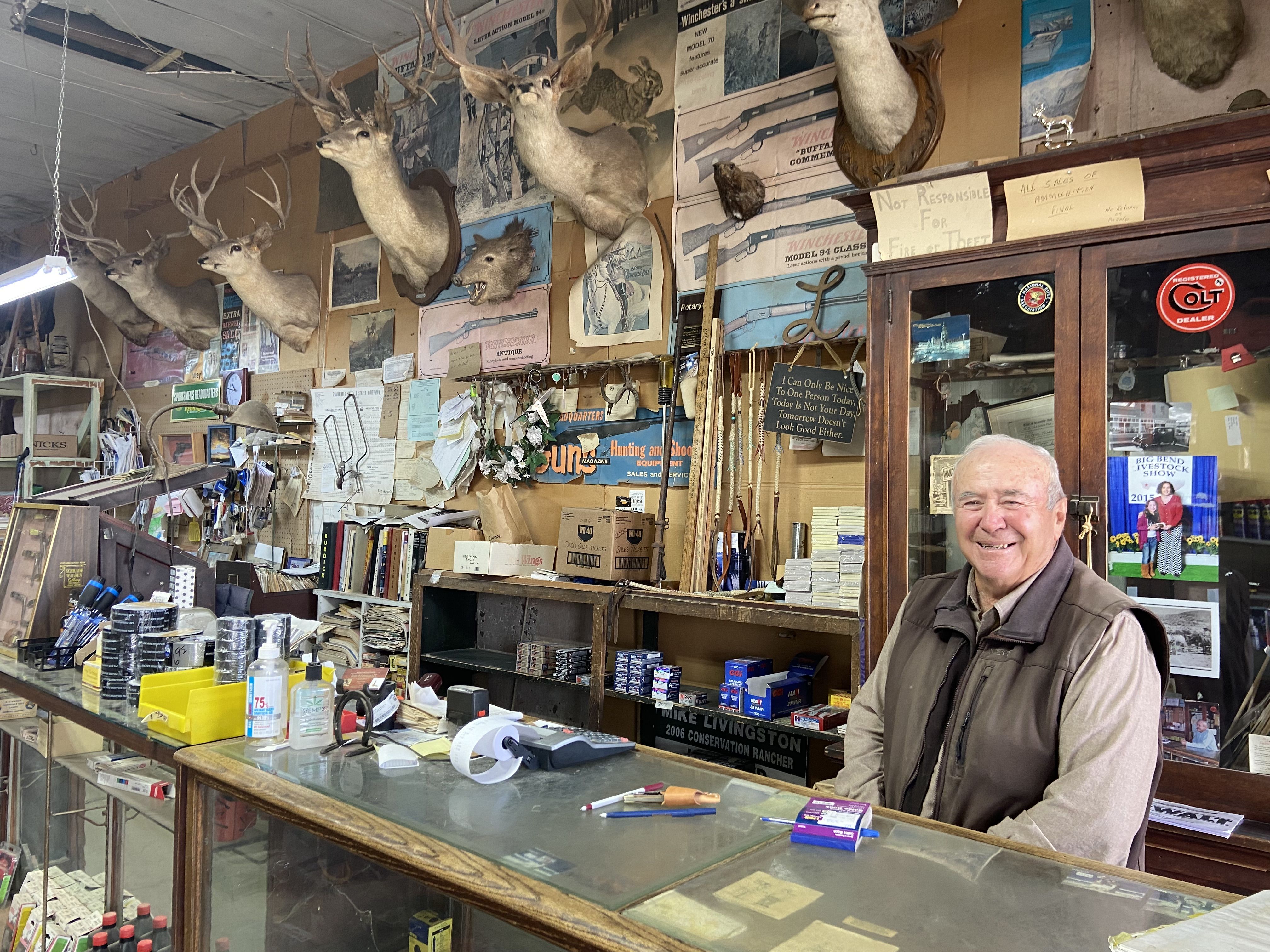 Mike Livingston in a ranch supply store