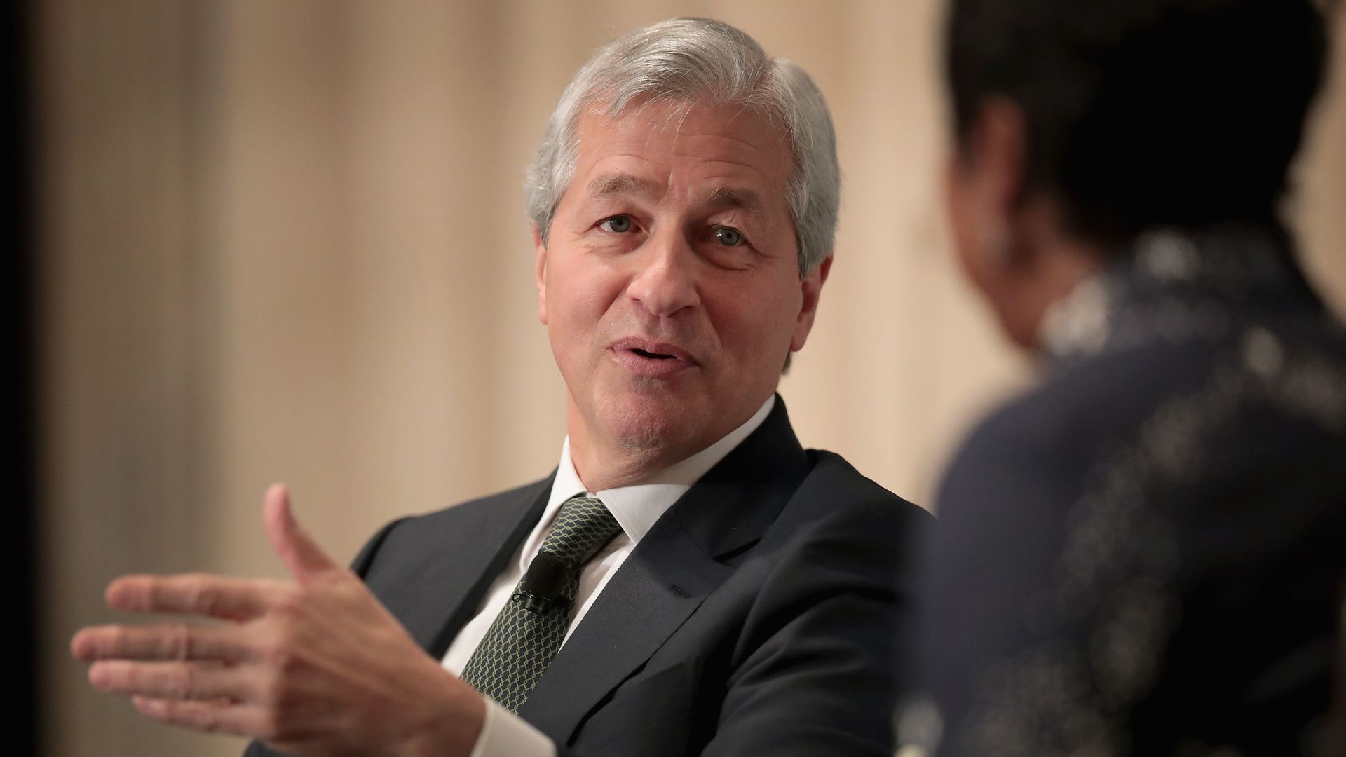JPMorgan CEO Jamie Dimon speaks at a conference.