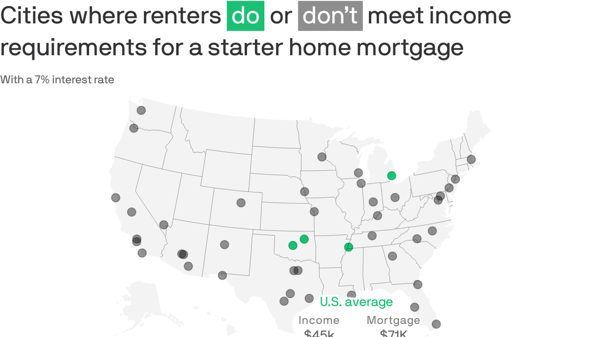 Map of where renters do or don't meet income requirements