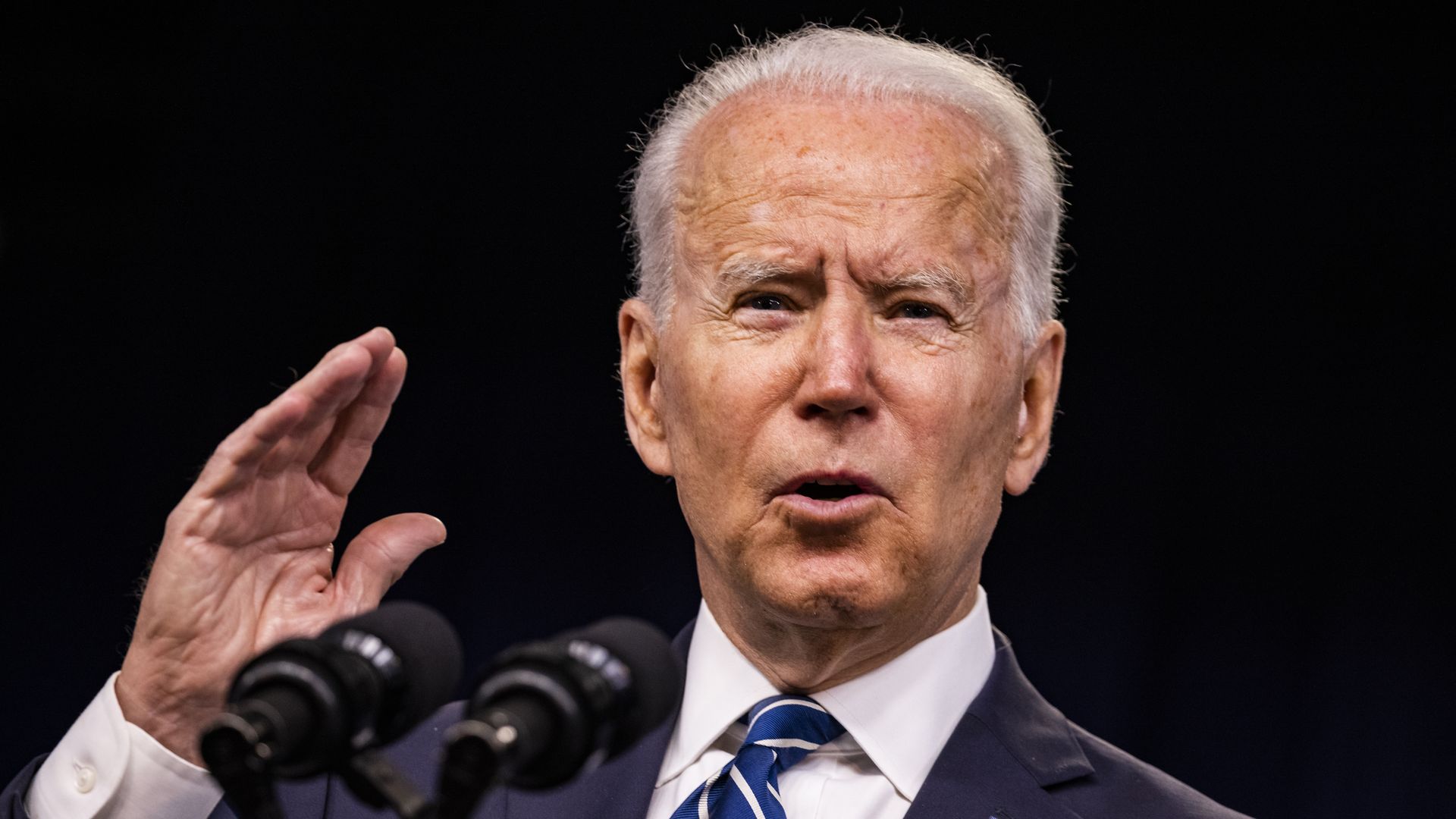 President Joe Biden speaks in the Eisenhower Executive Office Building in Washington, D.C., U.S., on Friday, July 2, 2021.