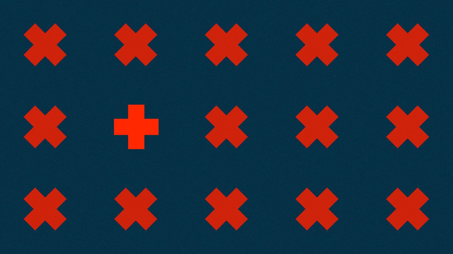 Illustration of patterns of hospital plus turned into x’s and one right side up