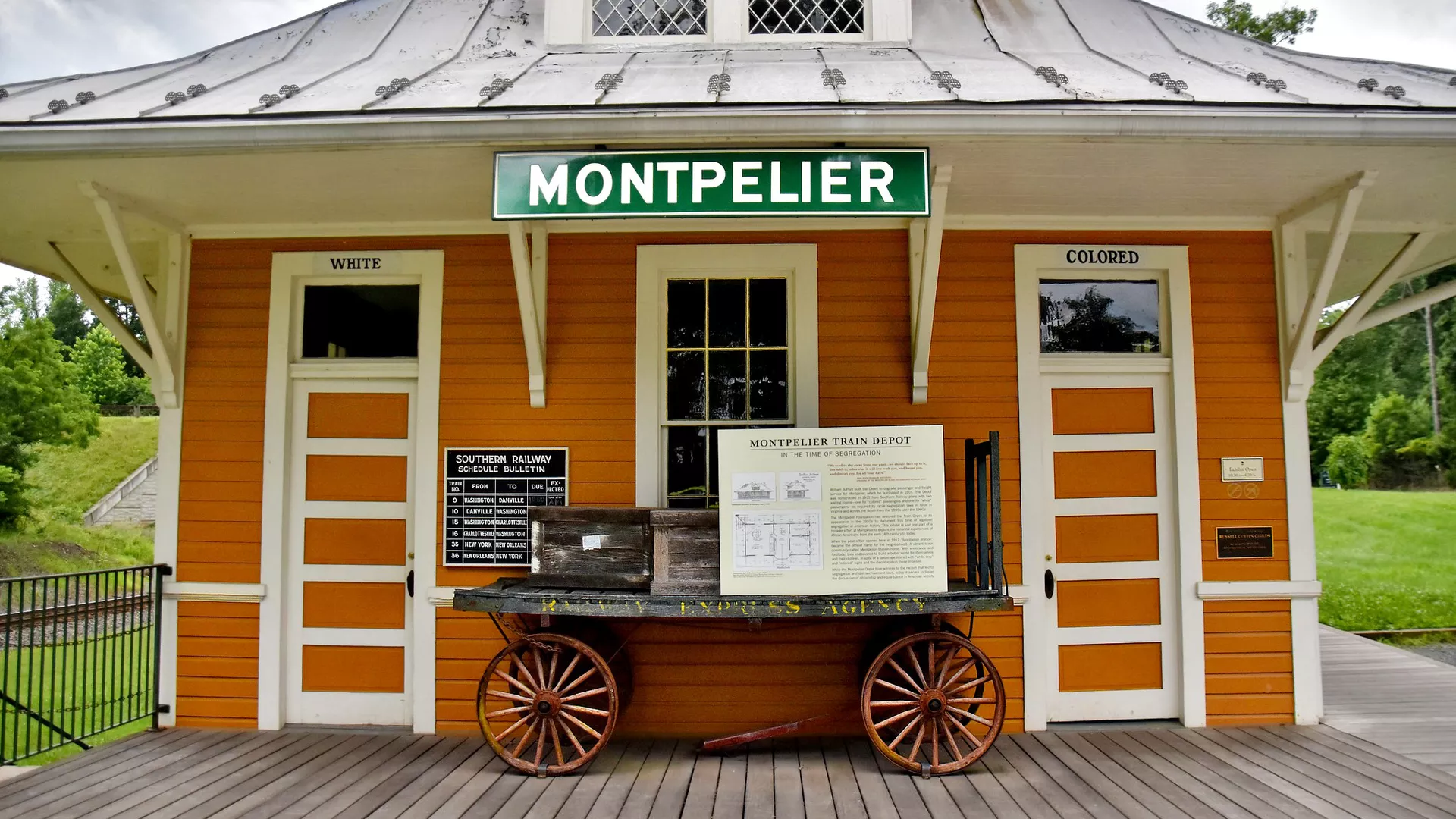 the outside of an orange building that looks old timey and says montpiler on it.