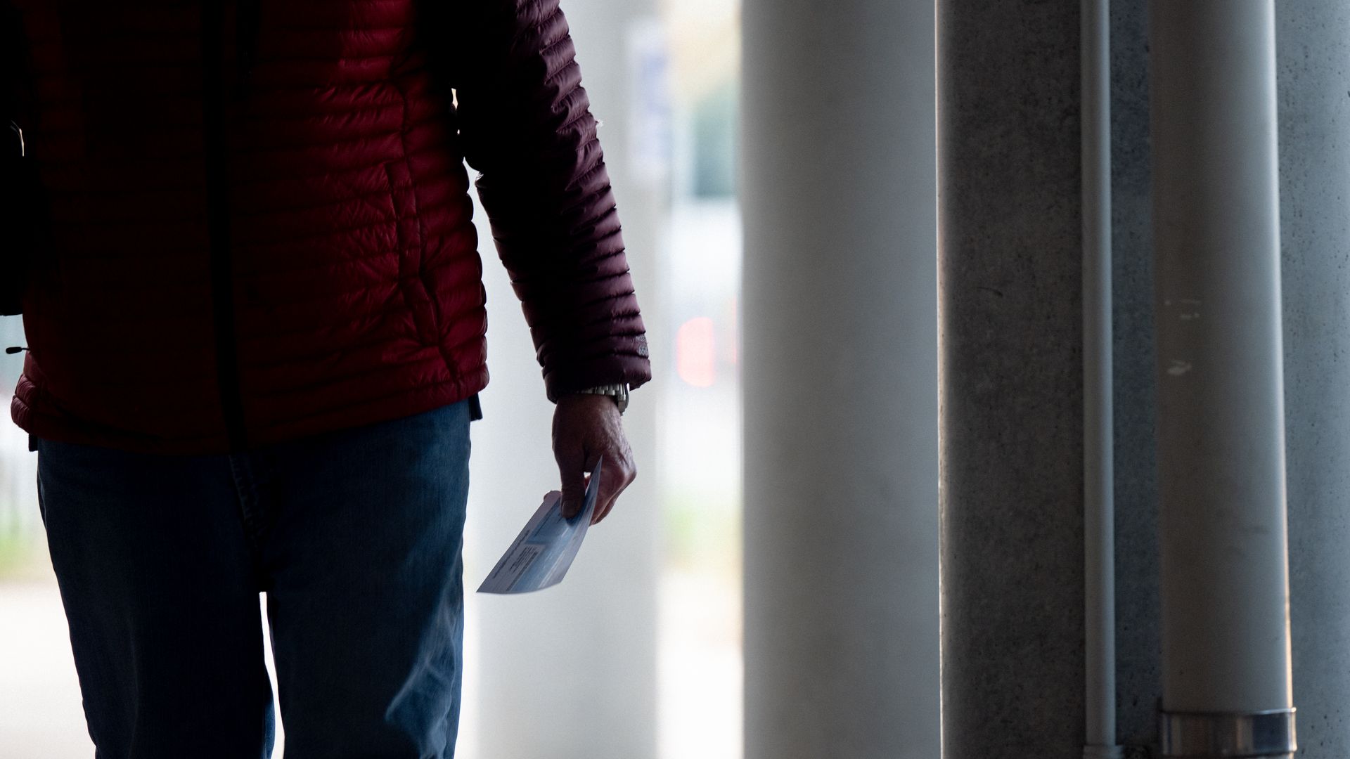 A person in Texas is seen preparing to cast a ballot last week.