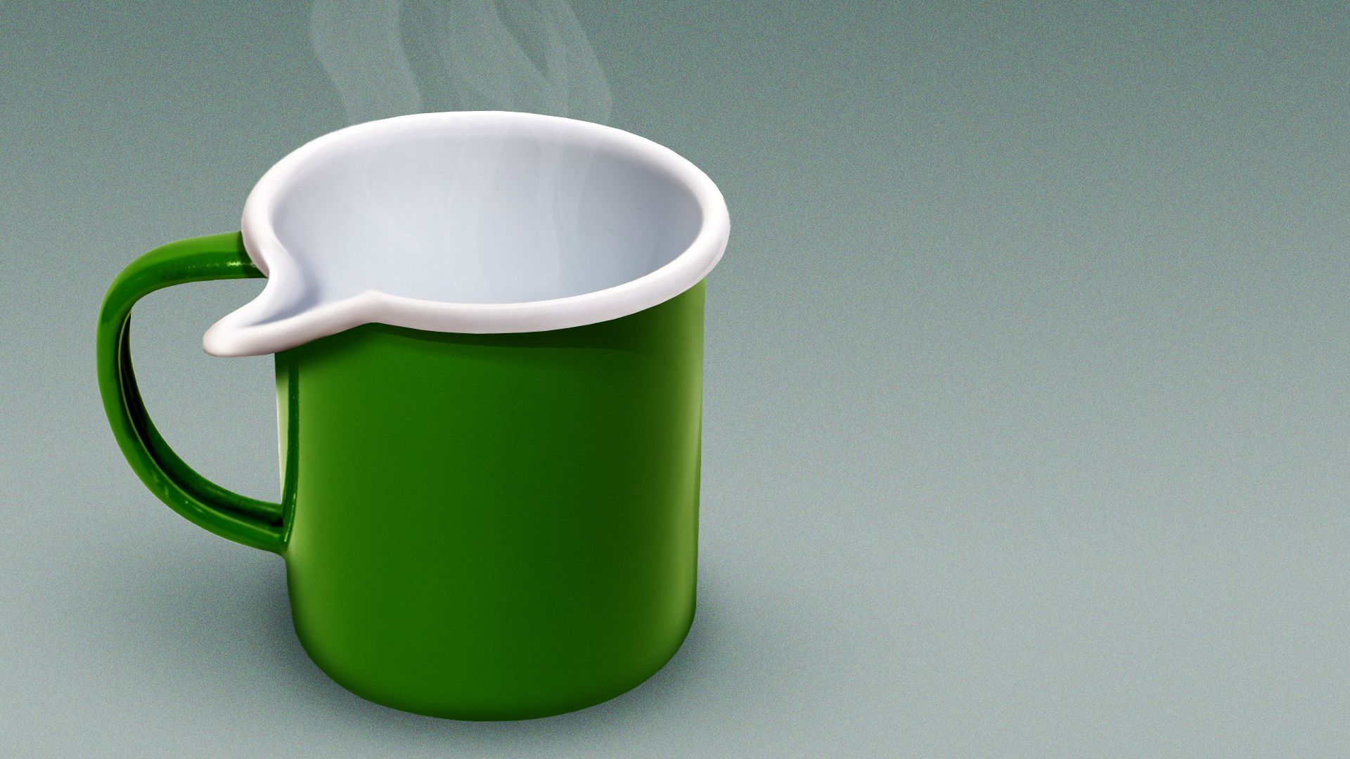 Illustration of a coffee mug with the rim shaped like a speech bubble