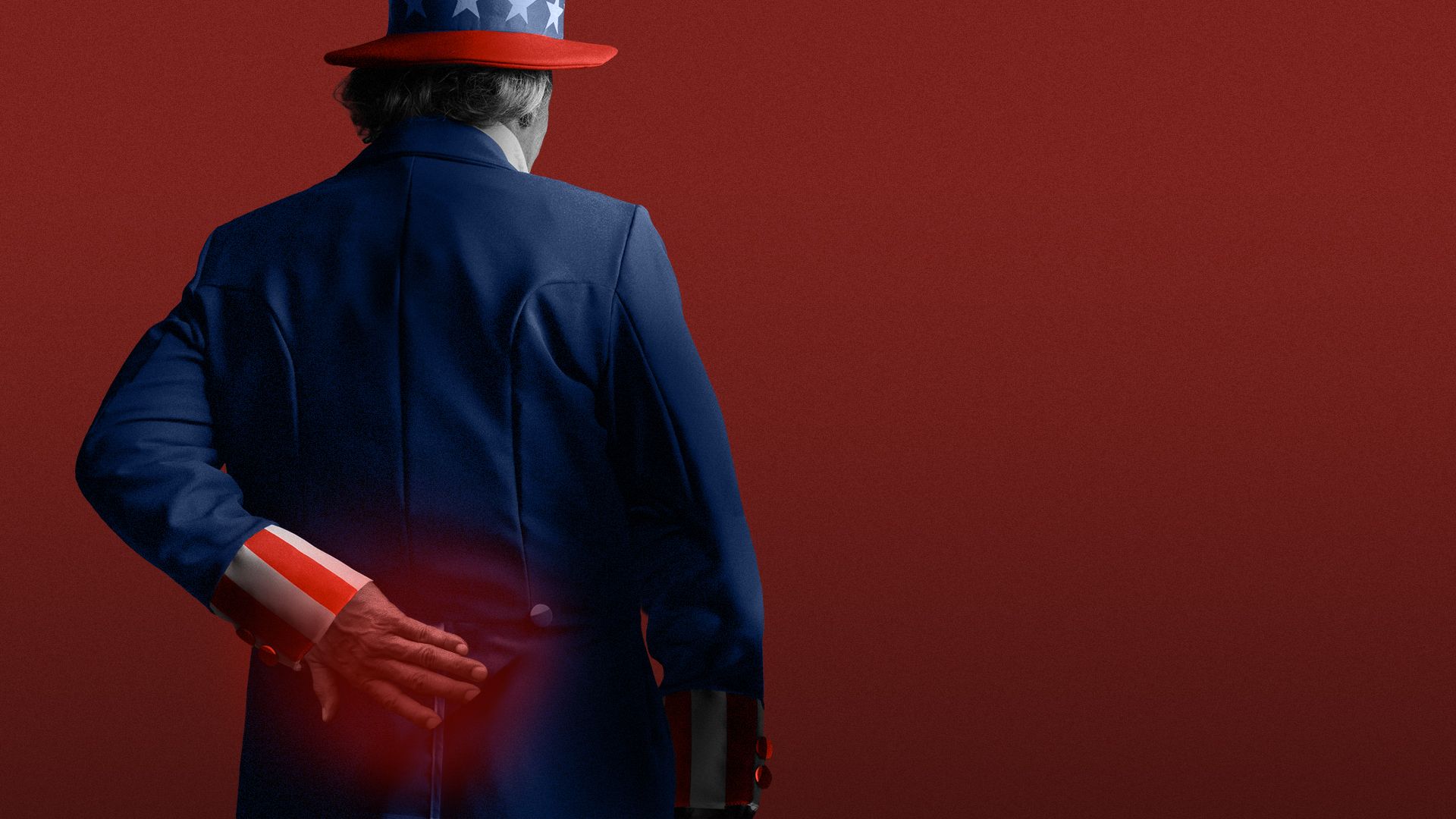 Illustration of Uncle Sam grabbing his lower back as it radiates pain.