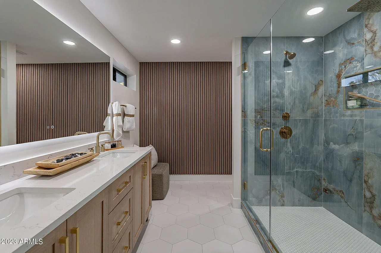 A remodeled bathroom.