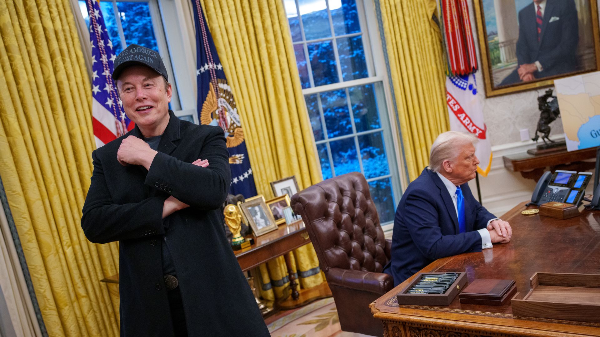 Elon Musk and Donald Trump in the Oval Office