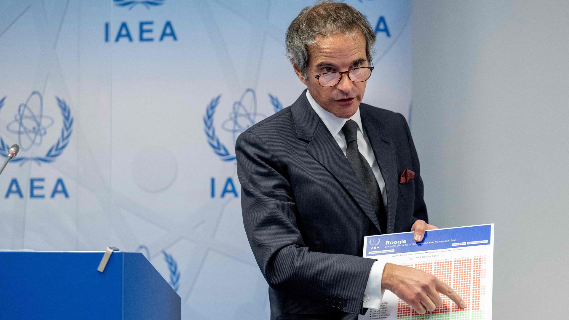 Rafael Grossi, director general of the International Atomic Energy Agency, during a press conference in Vienna on April 1.