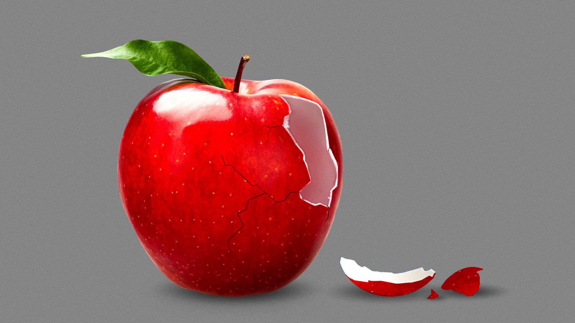 Illustration of an apple cracking like an egg
