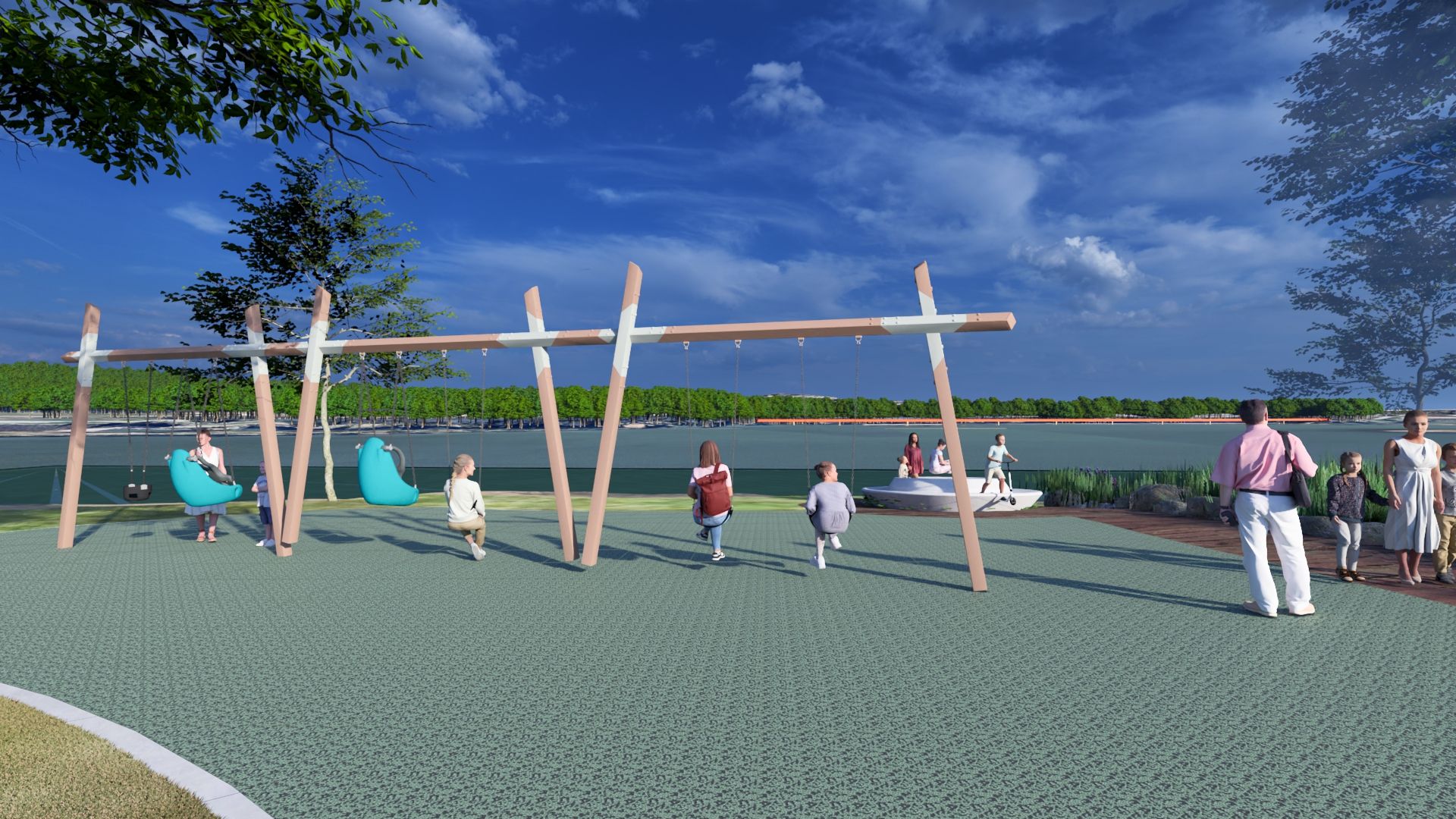 A drawing of Gray's Lake Park playground equipment.