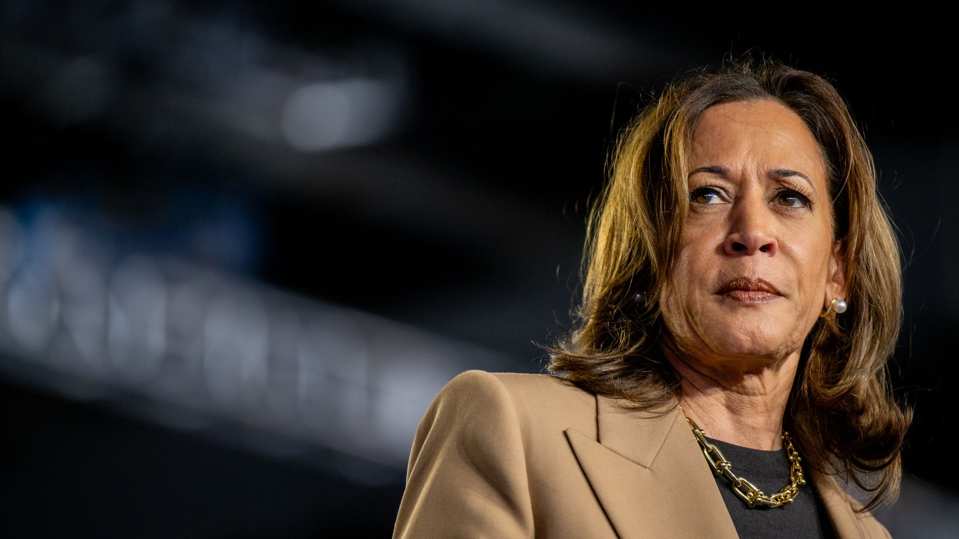 Democratic presidential nominee, Vice President Kamala Harris speaks during a campaign rally at the Rawhide Event Center on October 10, 2024 in Chandler, Arizona.