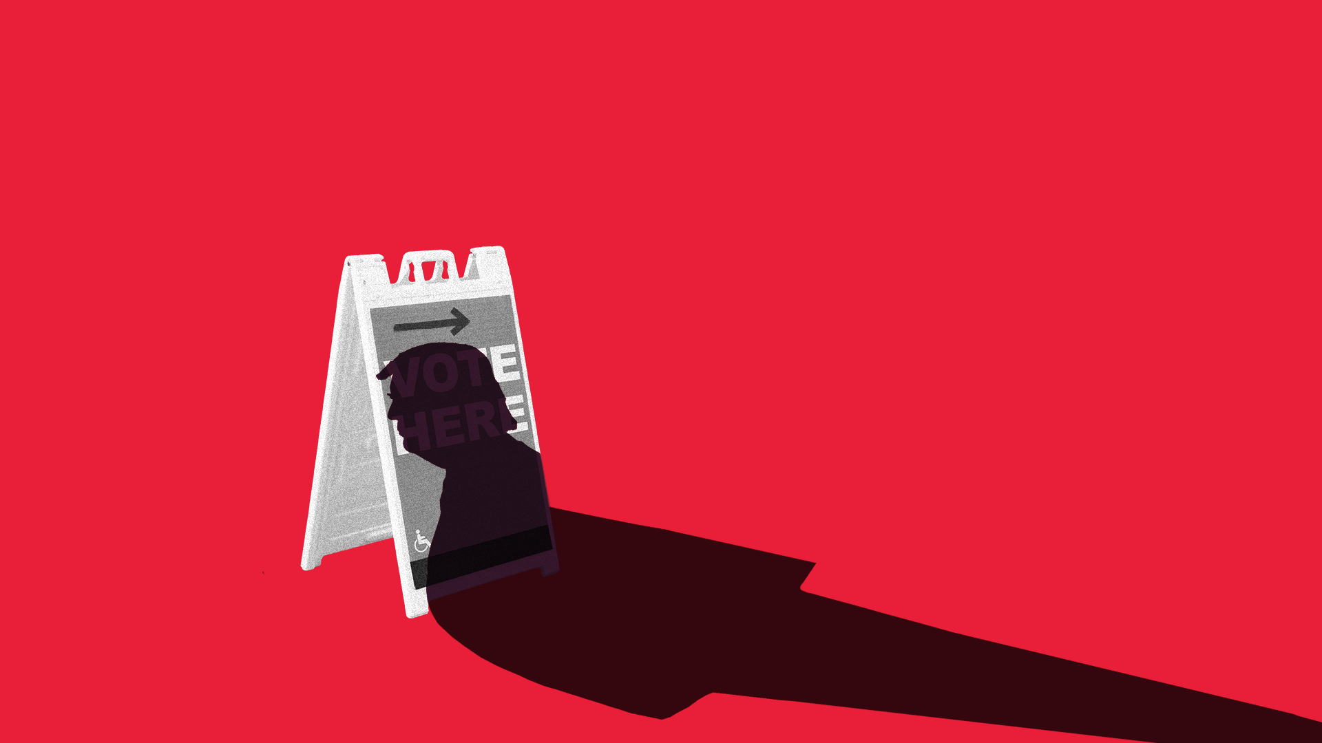 President Trump's shadow on a voting sign