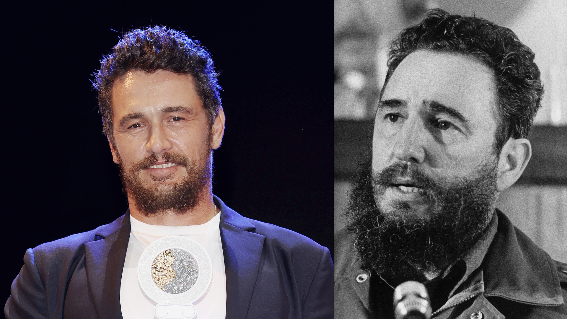 Images of James Franco and Fidel Castro next to each other.