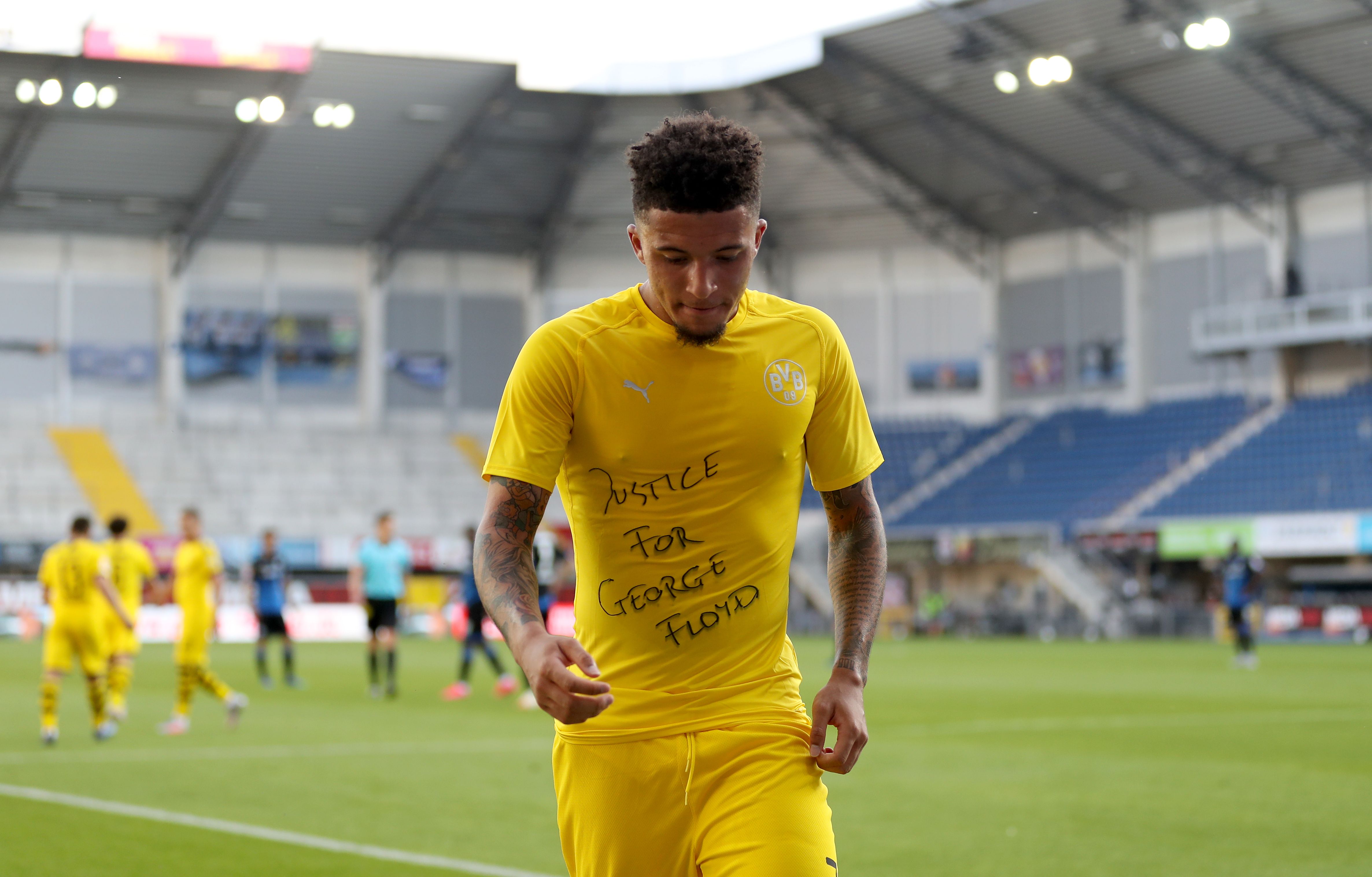 Soccer player with "Justice for George Floyd" written on his shirt