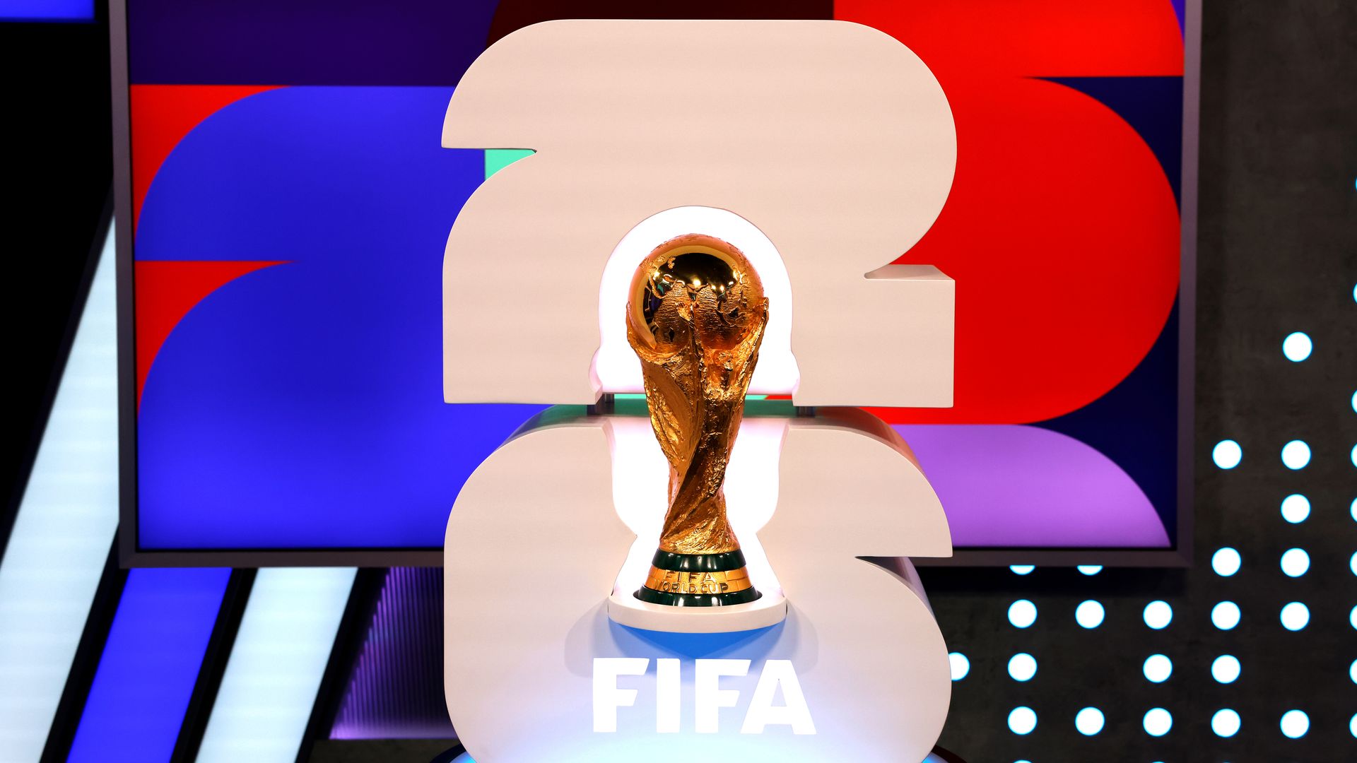 MIAMI, FLORIDA - FEBRUARY 4: FIFA World Cup Winner's Trophy during FIFA World Cup 2026 Match Schedule announcement on February 4, 2024 in Miami, Florida. (Photo by Eva Marie Uzcategui - FIFA/FIFA via Getty Images)
